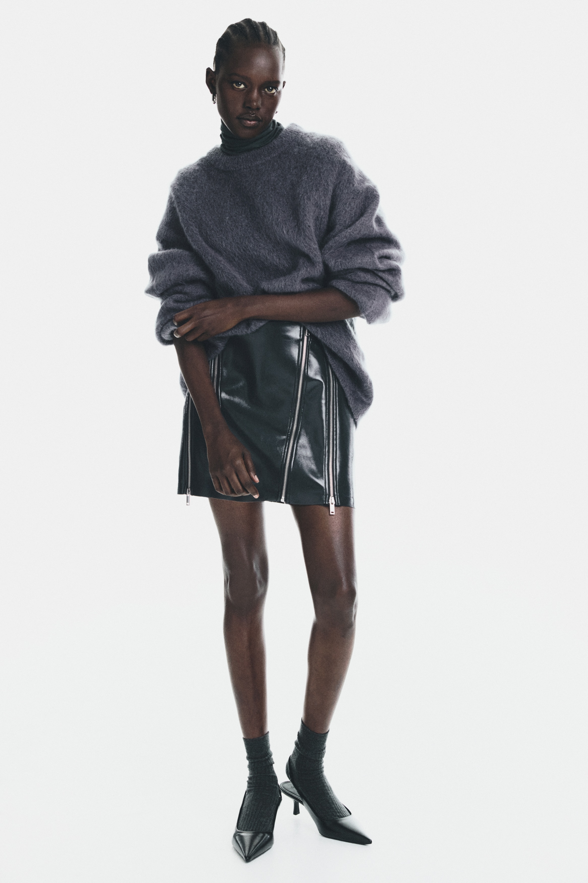 Pullover oversize in misto mohair - Grigio scuro/Verde/Arancione bruciato/Beige chiaro/Beige scuro/Giallo senape/Nero