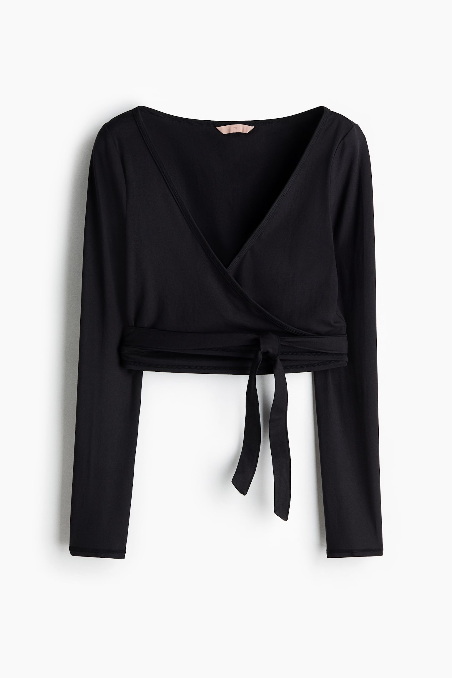 Brushed jersey wrap top - Black/Light pink/Dark brown - 2