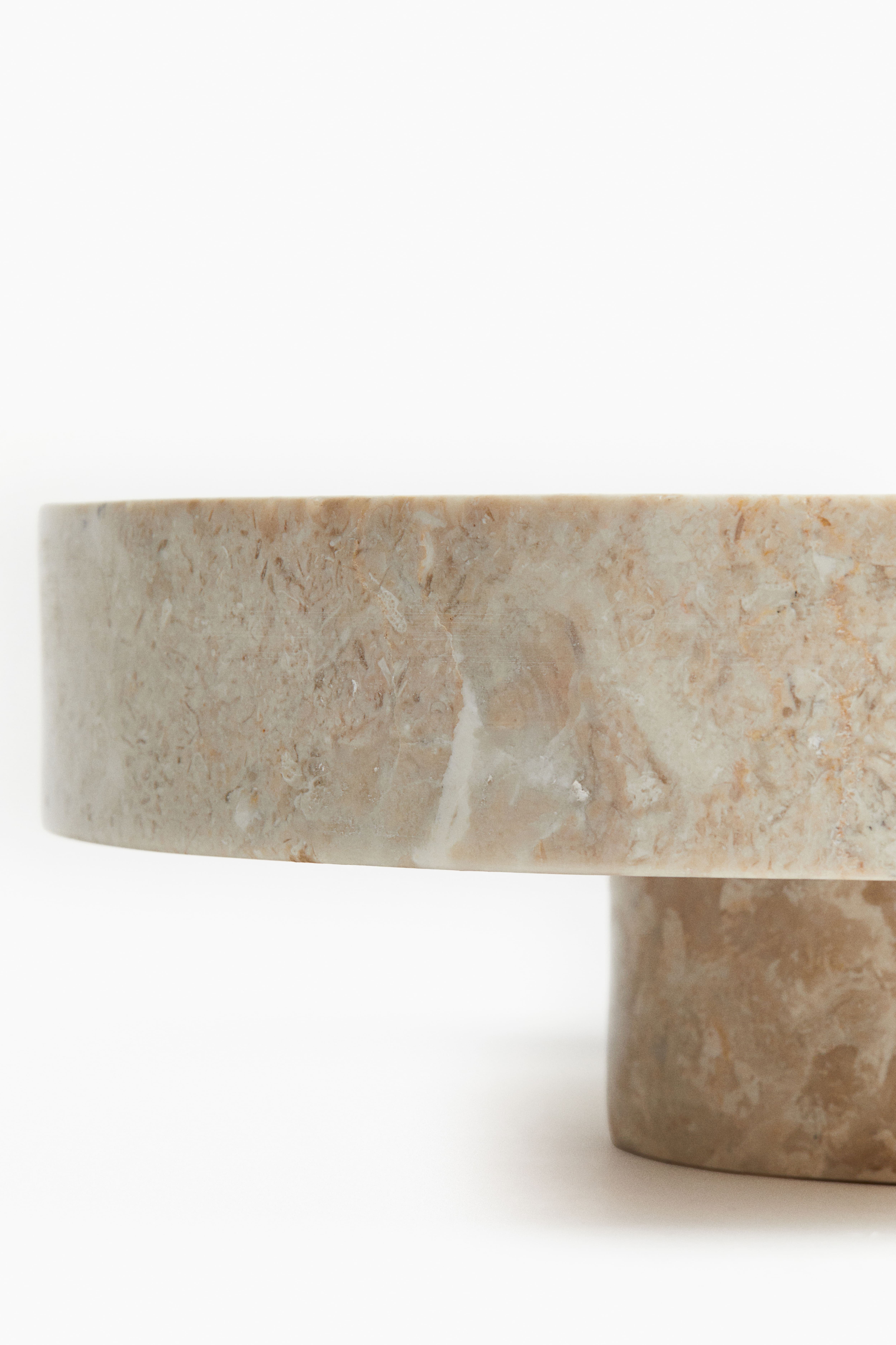 Footed Marble Serving Bowl