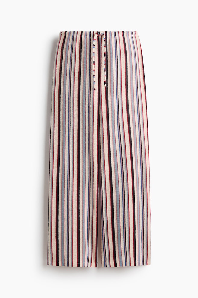 Knitted drawstring trousers - Cream/Striped - 1