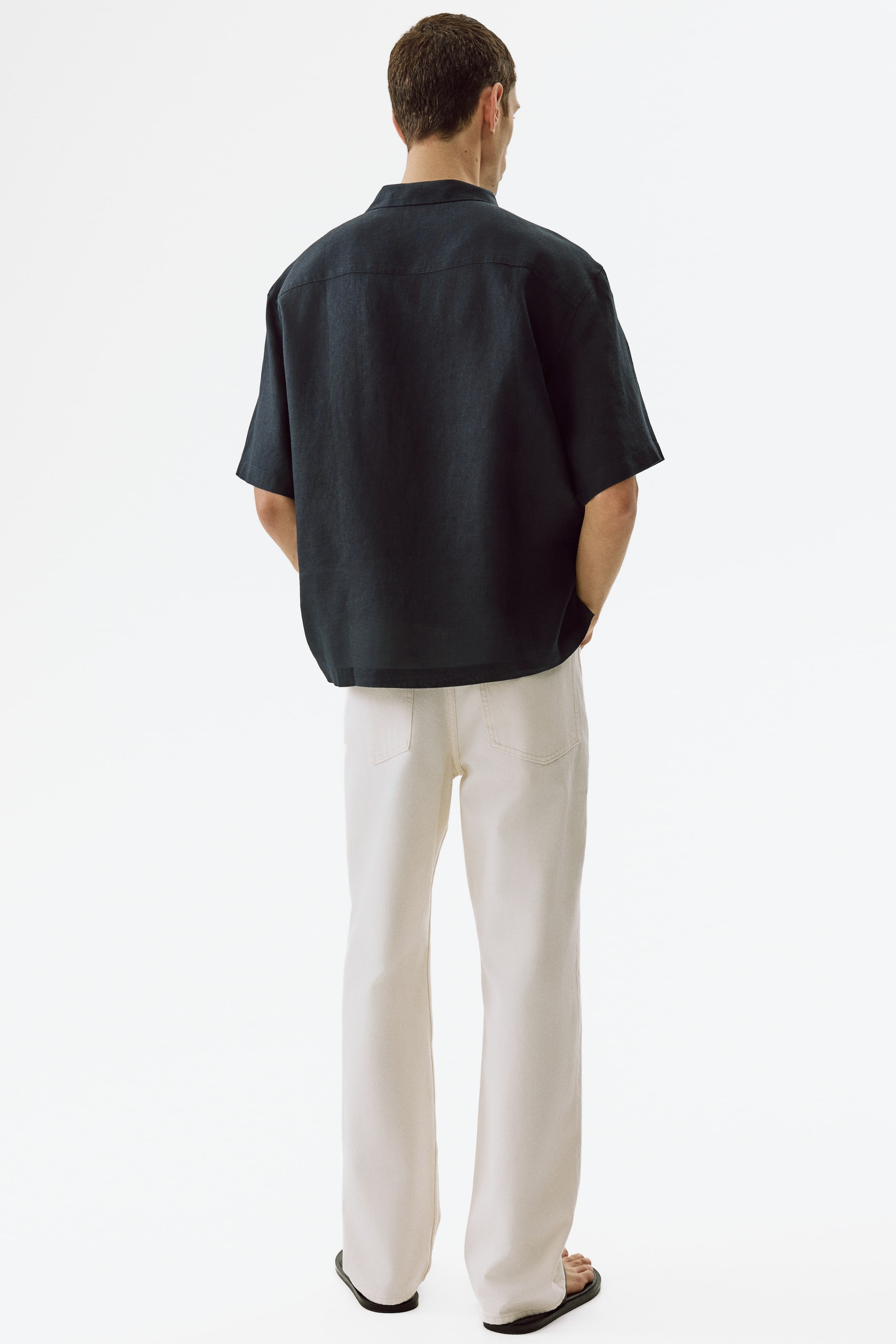 Мужские рубашки H&M Relaxed-Fit Linen Resort Shirt — фото 6