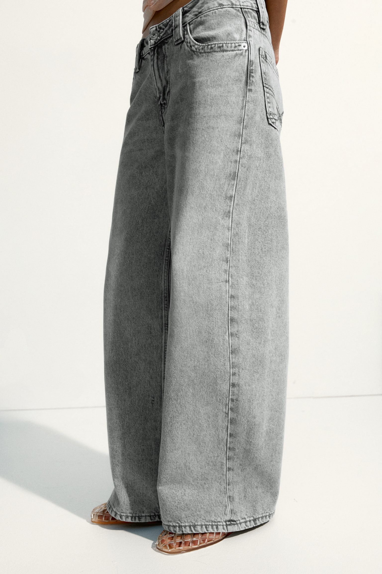 Baggy Wide Low Waist Jeans - Màu xám/Màu xanh denim - 3