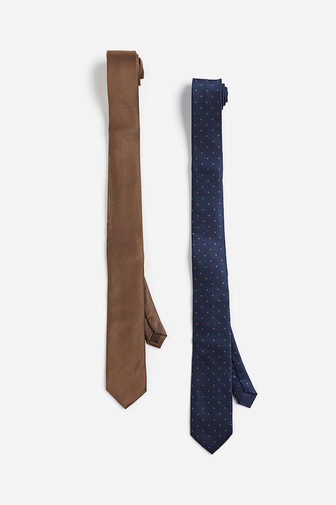 2-pack slips i satin - Blå/Brun - 1