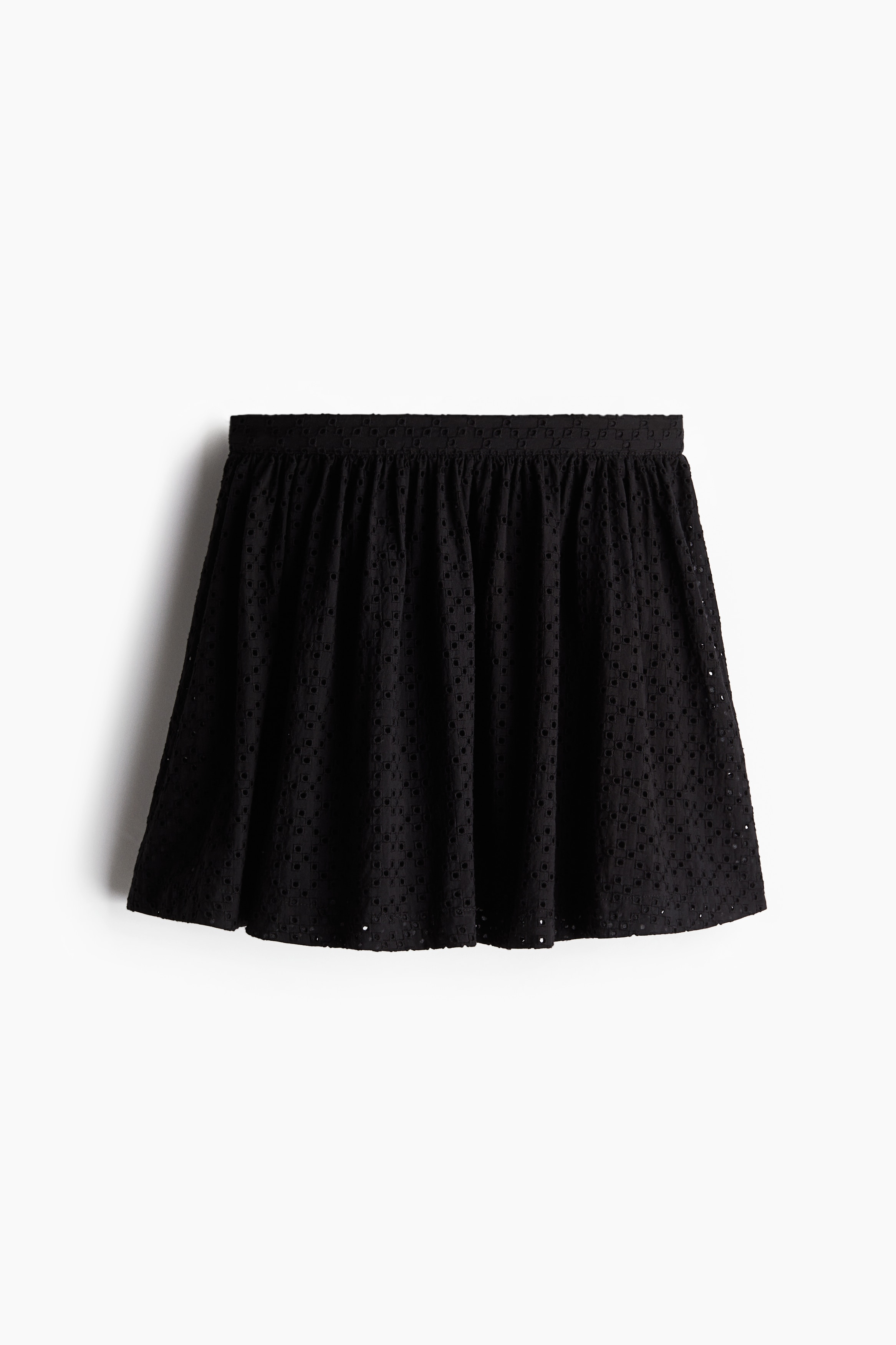 H & M - Minirock mit Broderie Anglaise - Schwarz - Damen