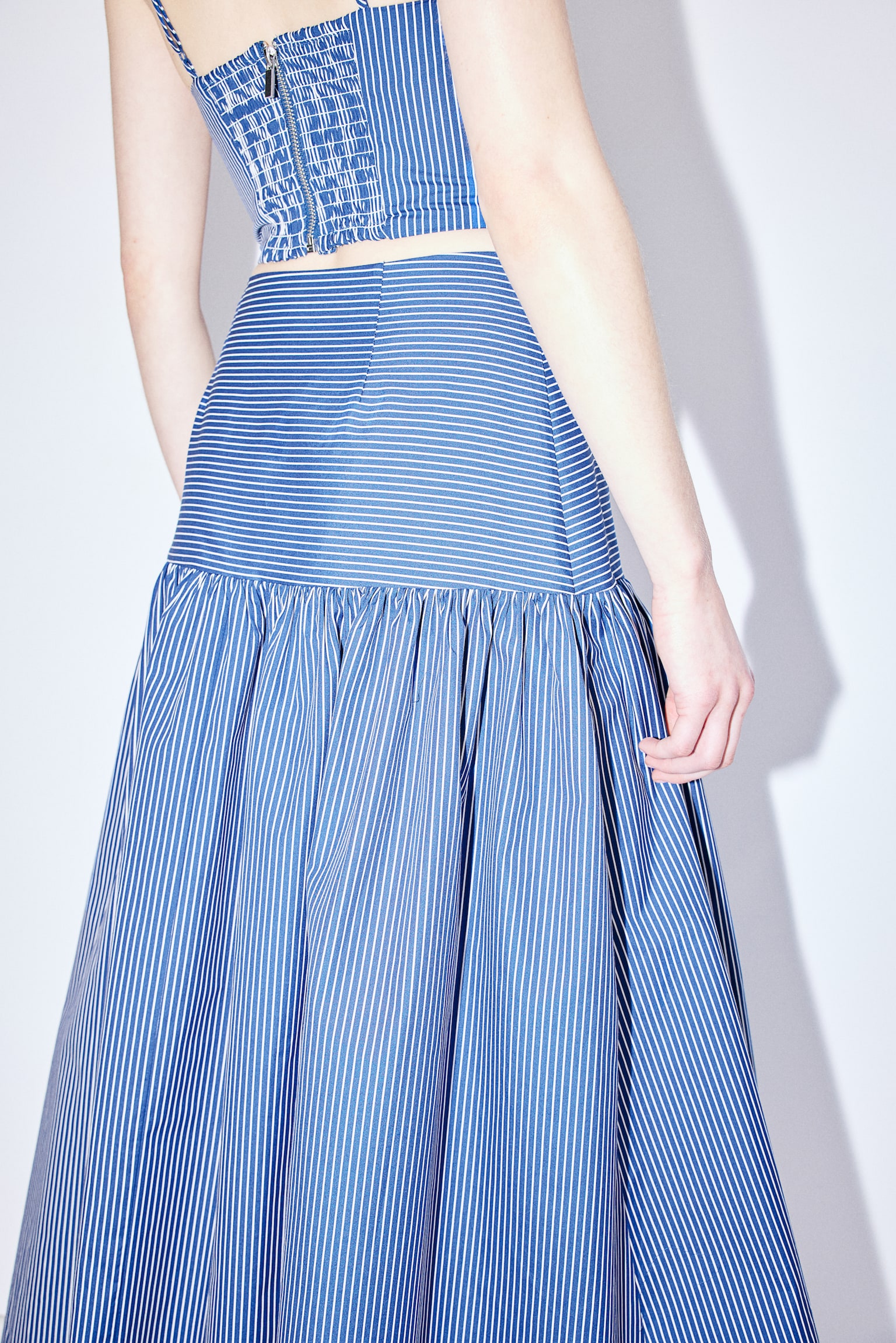 A-line Poplin Skirt - Blue/Stripe - 4