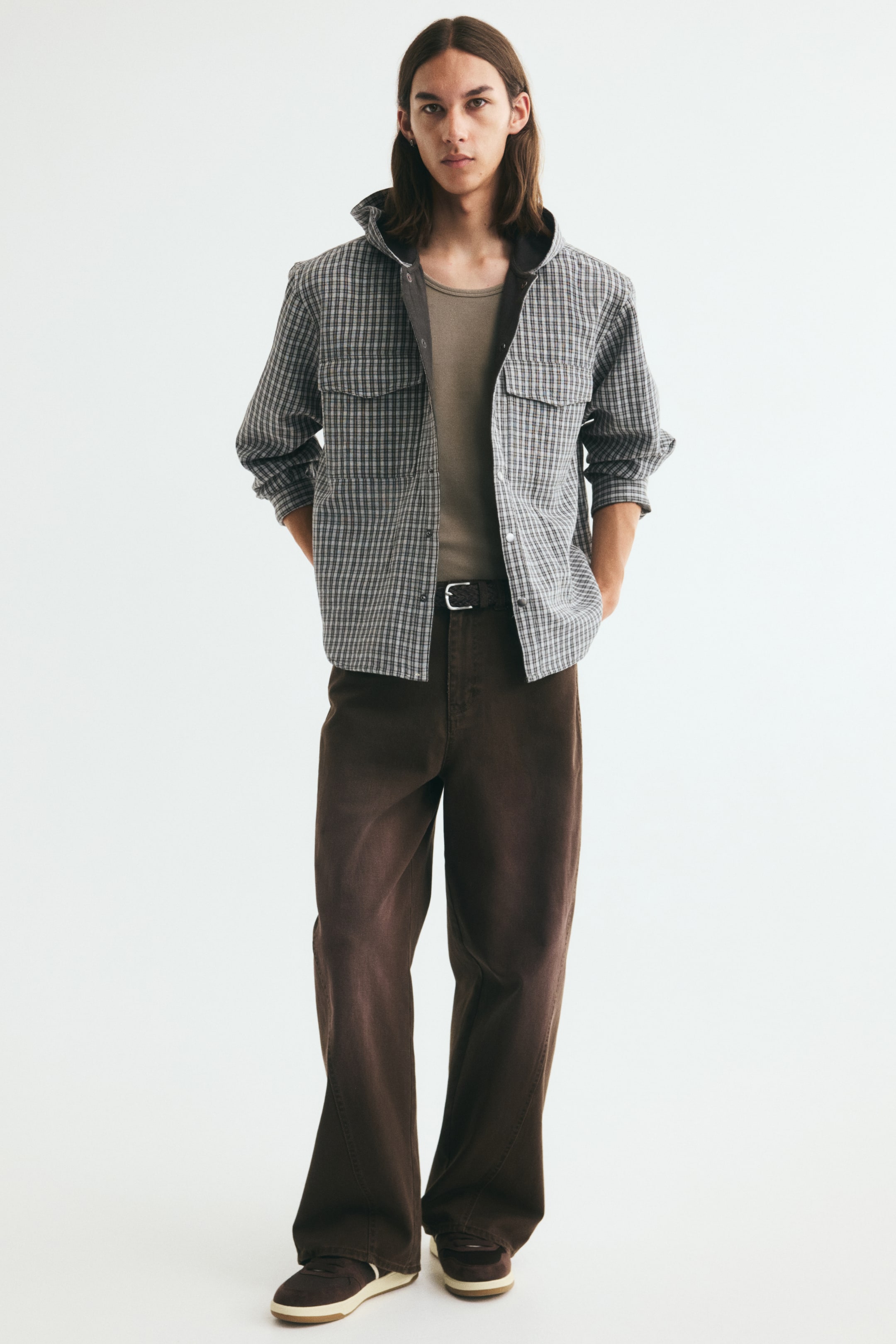 Мужские топы H&M Hooded Cotton Overshirt — фото 3