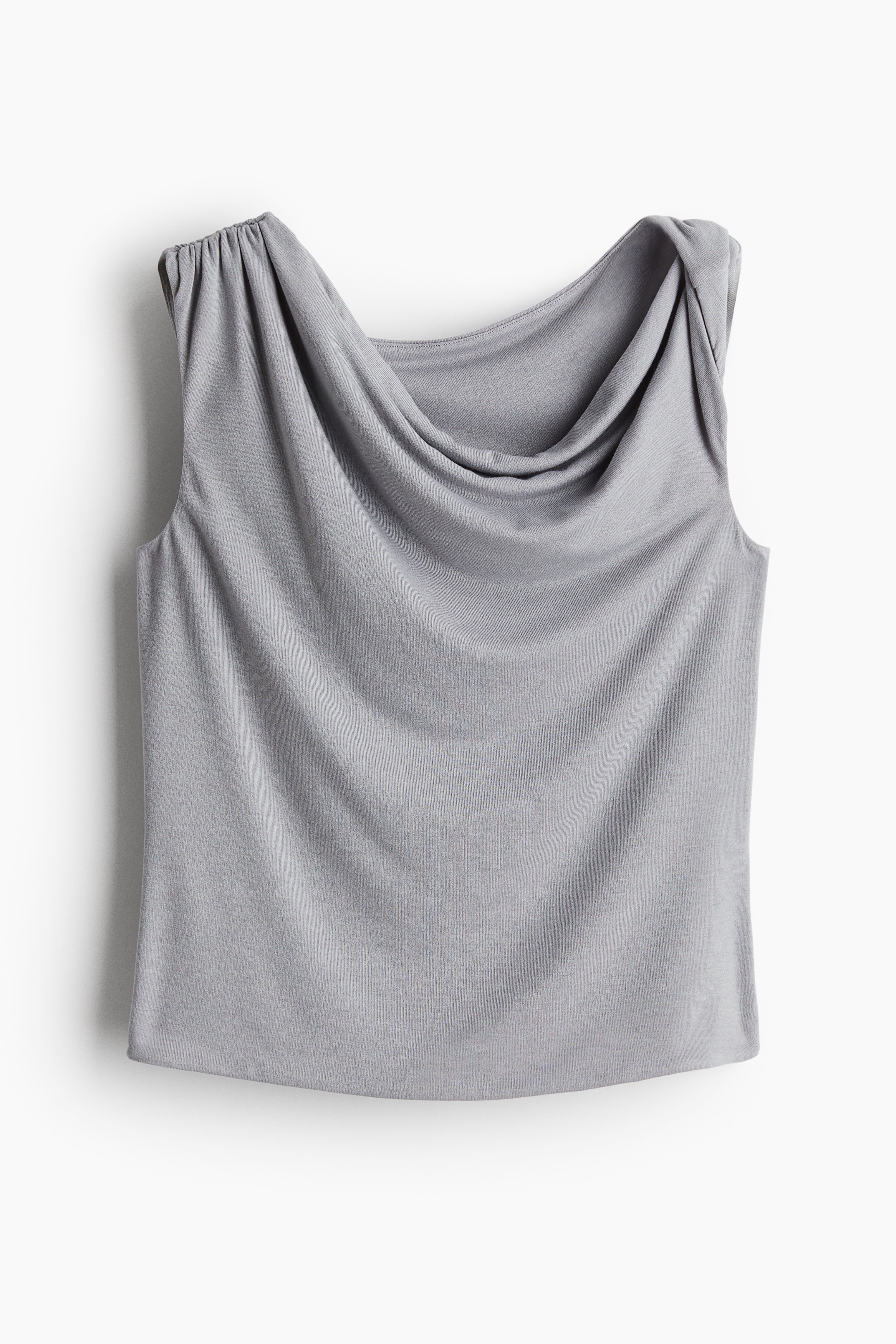 Twist-detail one-shoulder top - Asymmetric neckline - Short sleeve 