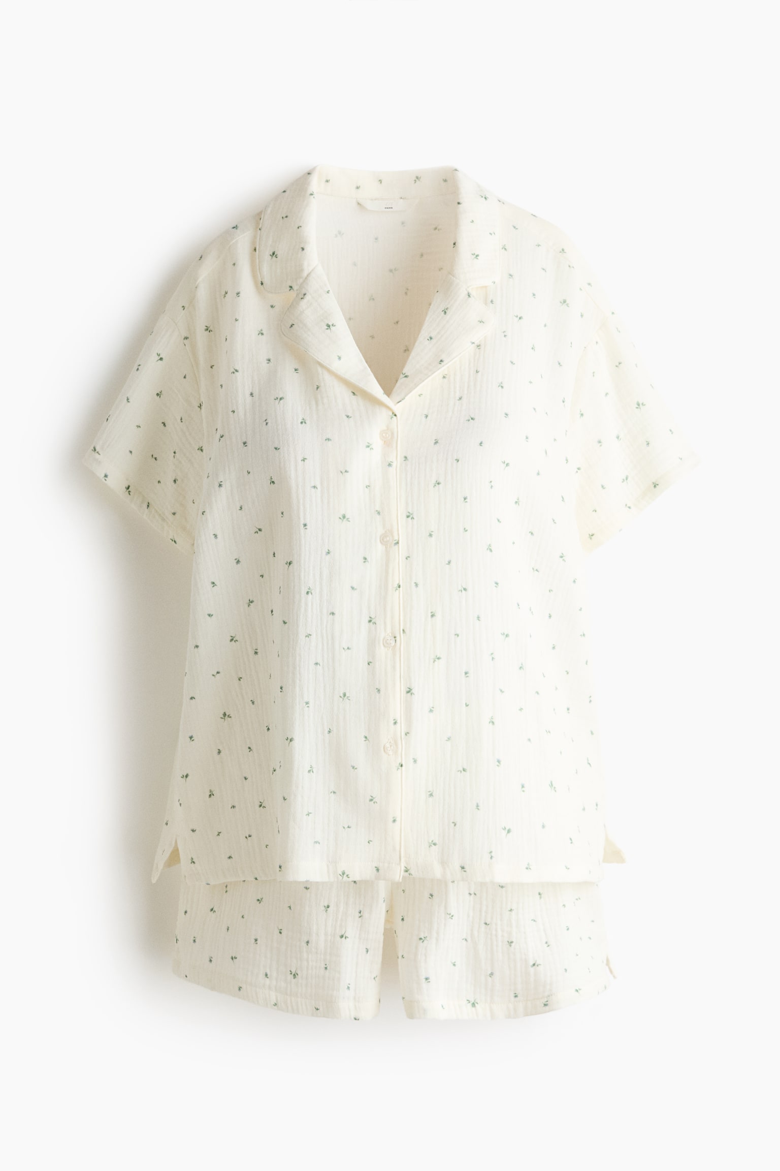 MAMA Cotton Muslin Pajamas - Cream/floral/White/hearts
