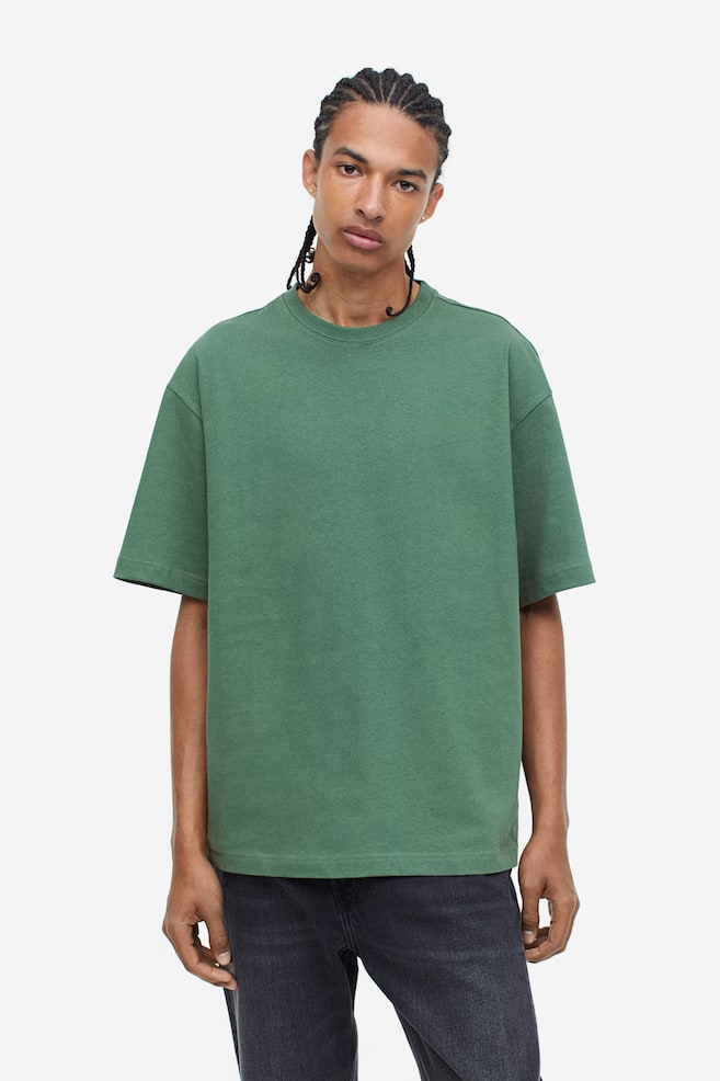 Relaxed Fit T-shirt - Mørk grønn/Hvit/Sort/Beige/dc/dc/dc - 1