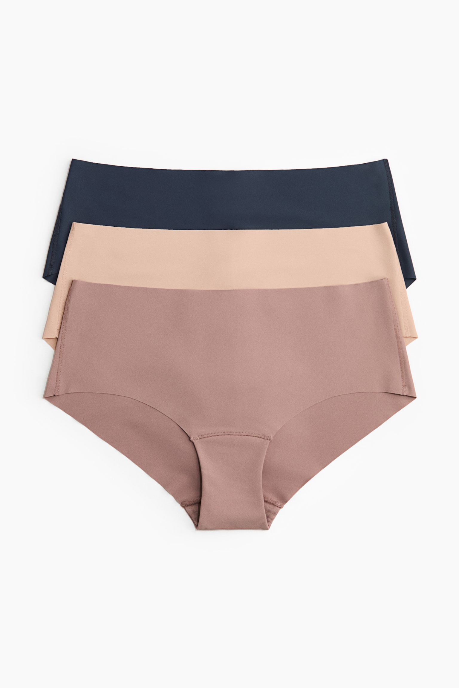 Niewidoczne figi hipsters 3-pak - Antyczny róż/Granatowy/Czarny/Beżowy/Zakurzony róż/Ciemnoszary - 3