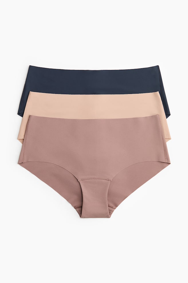 3-pack invisible hipster briefs - Old rose/Navy blue/Beige/Black/Beige/Dark brown/Beige/Black - 1