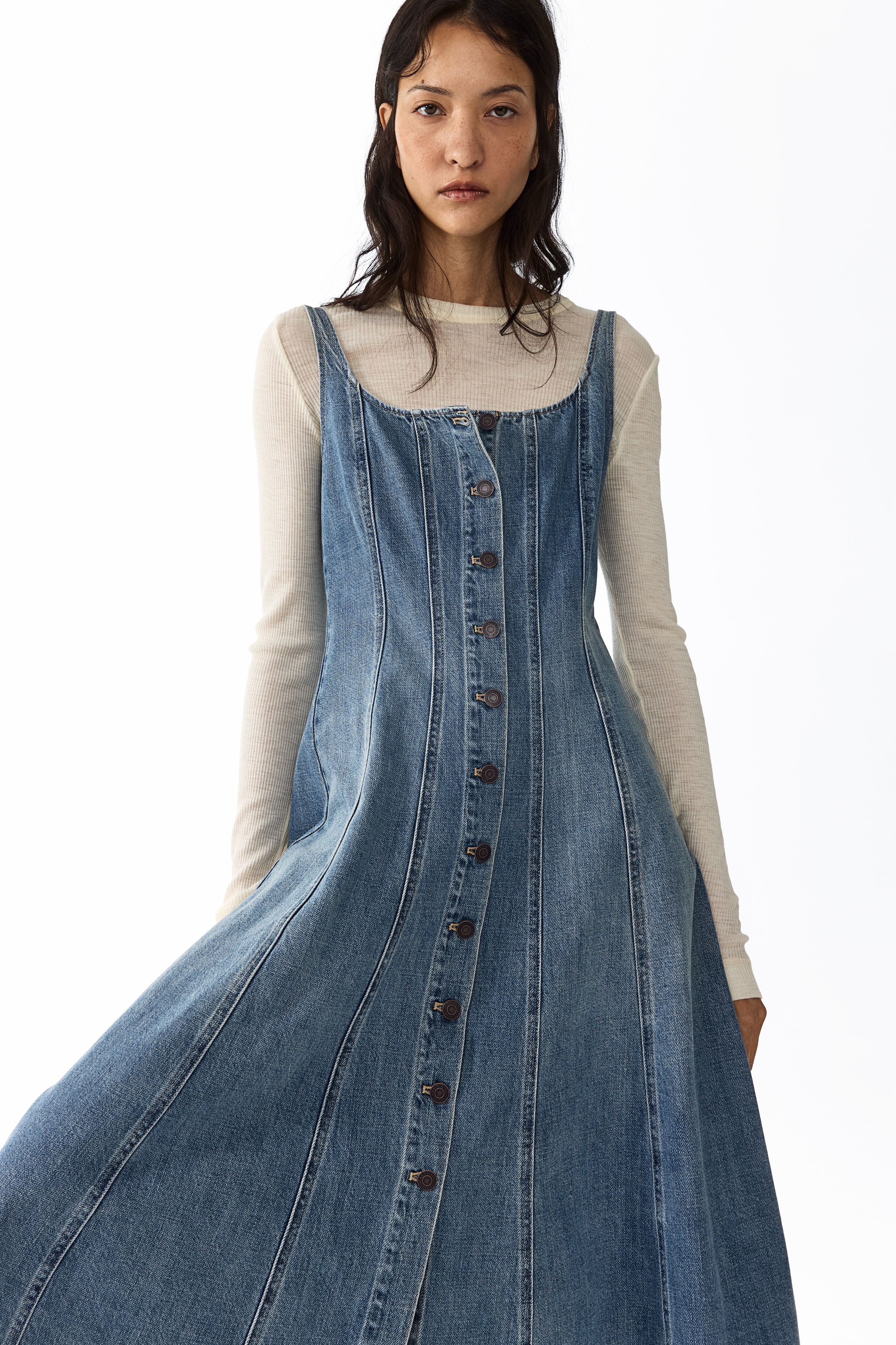 Button-front denim dressAuxiliar