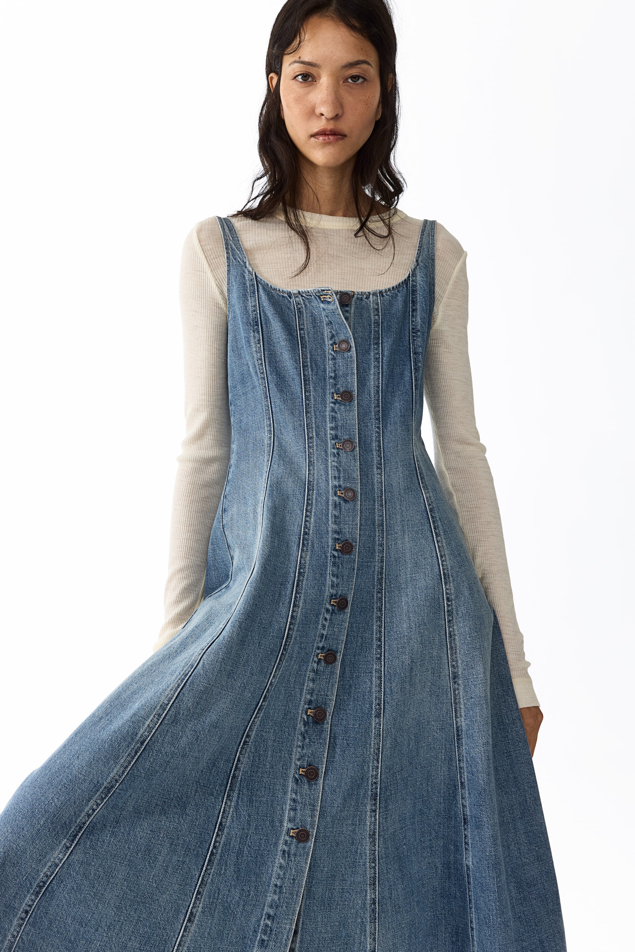 View larger image: Button-front denim dress - Light denim blue - Ladies | H&M 1