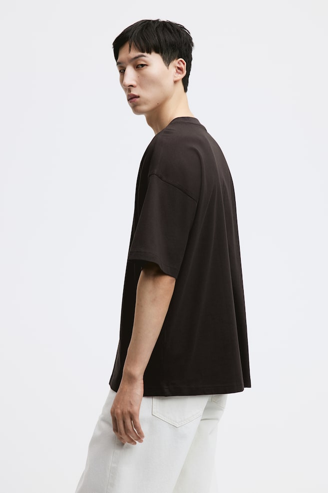 Oversized Fit T-shirt - Black/White/Beige - 6
