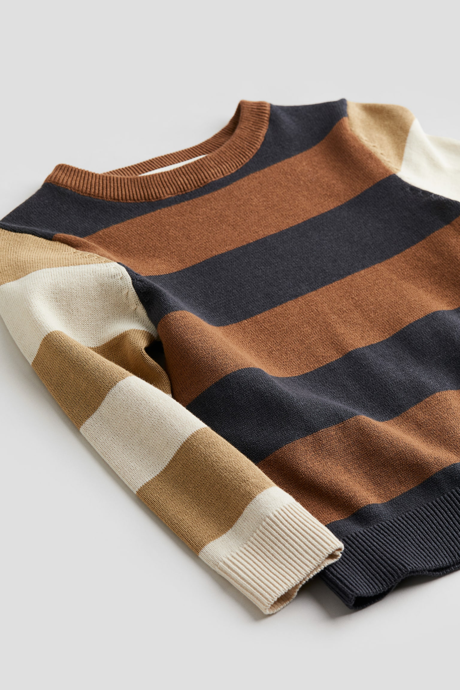 Cotton Sweater - Brown/Block stripe/Dark grey/Stripe - 4