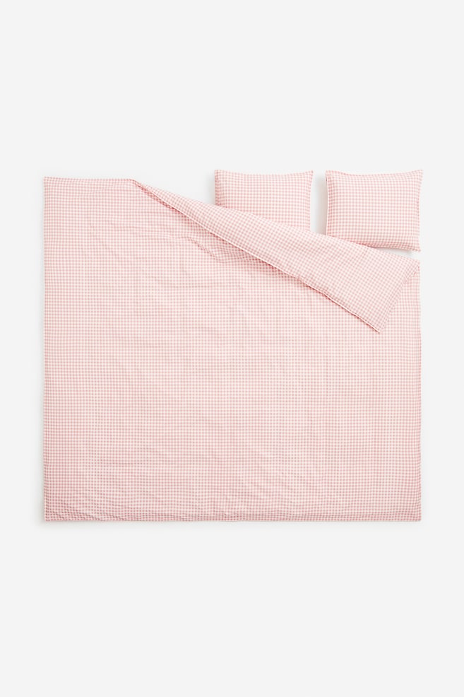 Dobbelt sengesett/king size med mønster - Lys rosa/Rutet/Mørk grå/Smårutet/Grønn/Smårutet/Beige/Smårutet - 2
