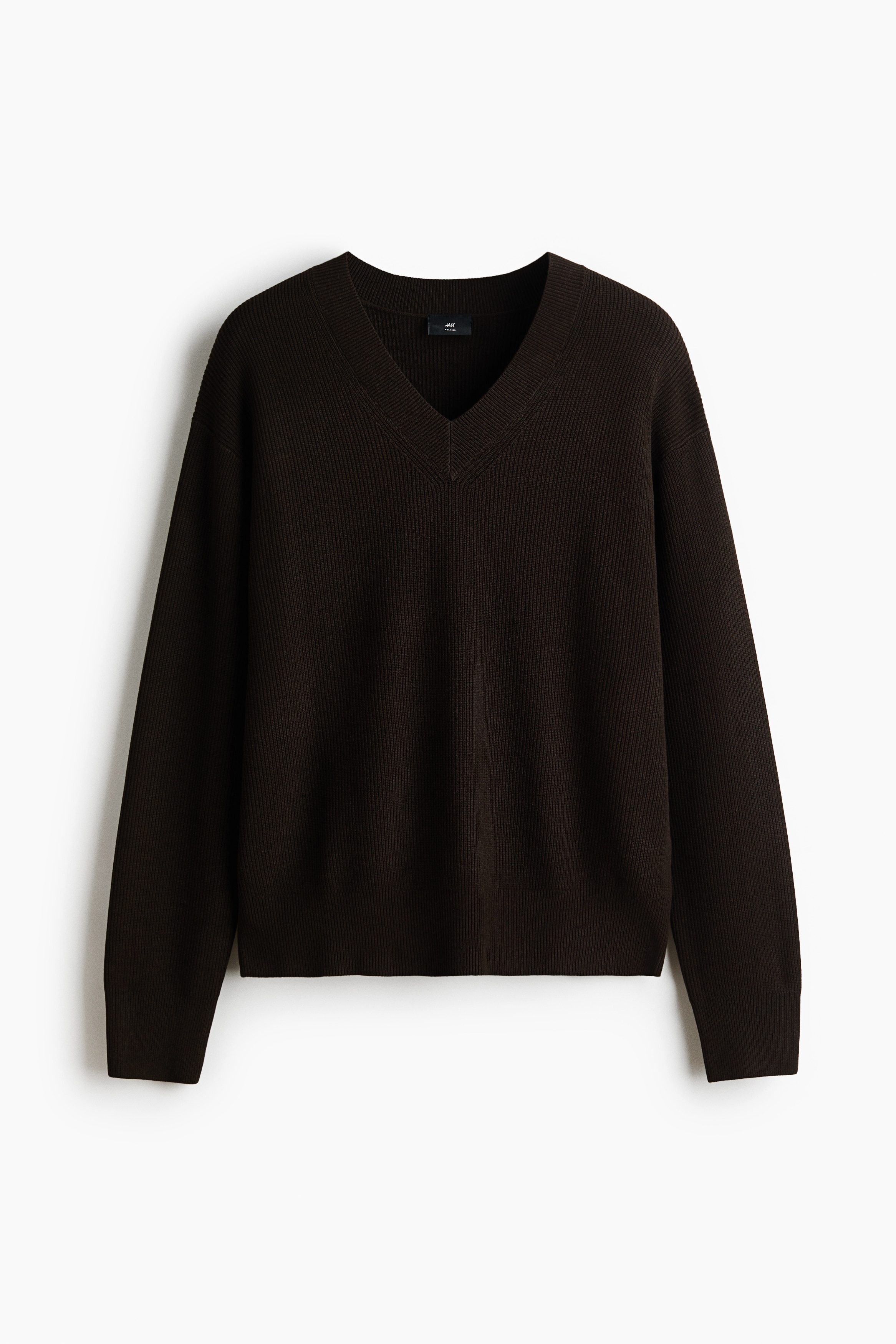 Pullover in maglia a coste Relaxed Fit - Marrone scuro/Grigio