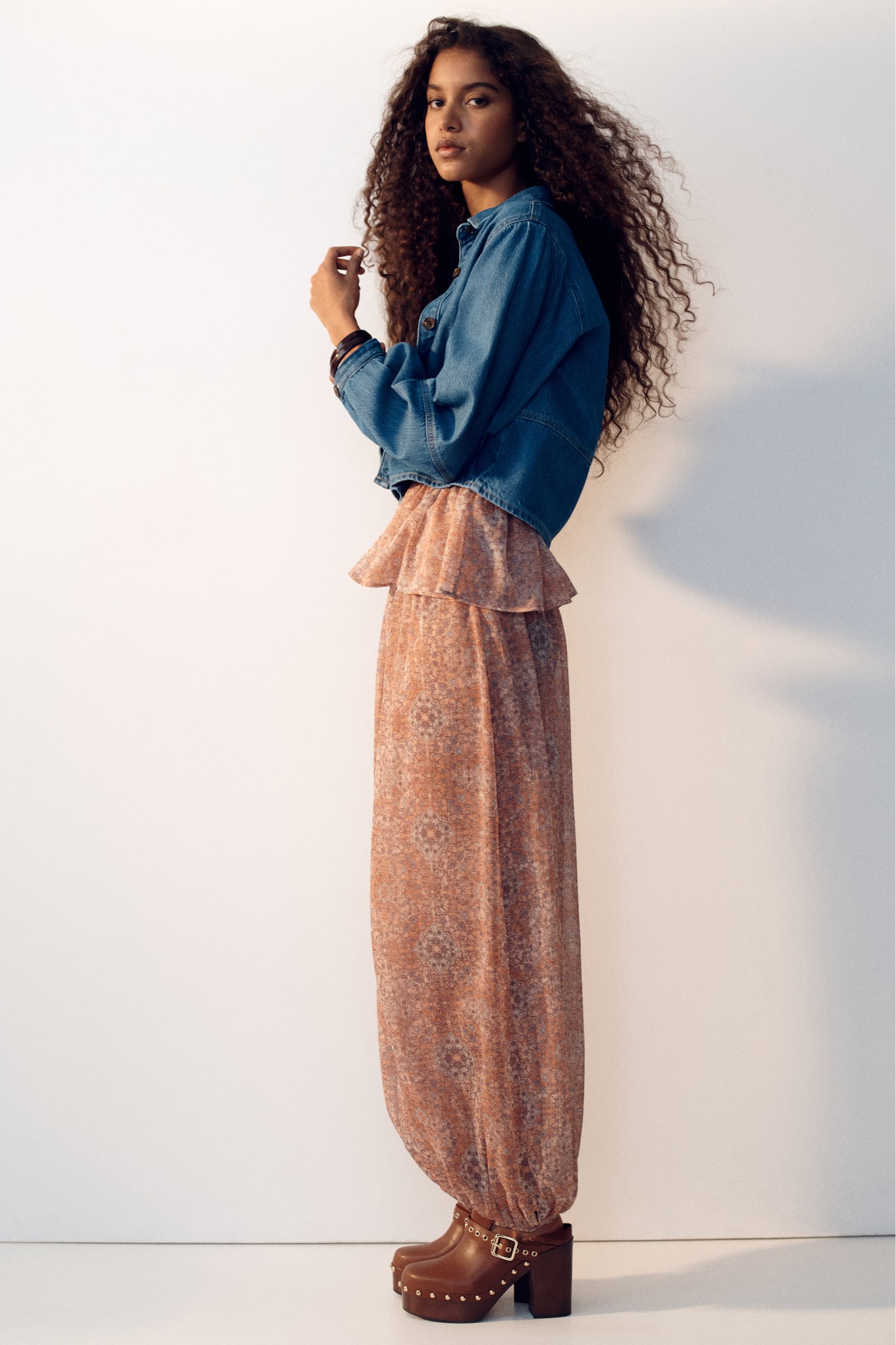 Balónové nohavice bez zapínania - Svetloružová/kvetovaná - 5