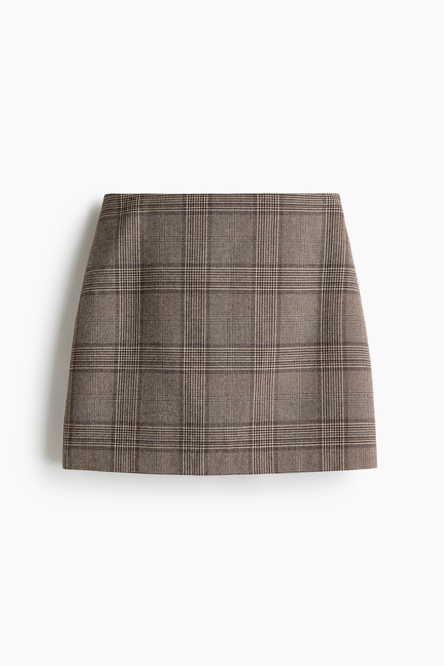 A-line twill skirt - 米色/格紋 - 1