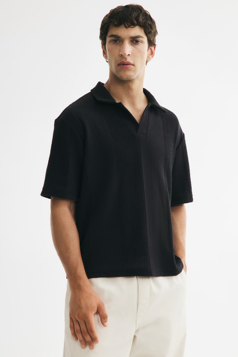 Polo majica od reljefnog pletiva Relaxed Fit