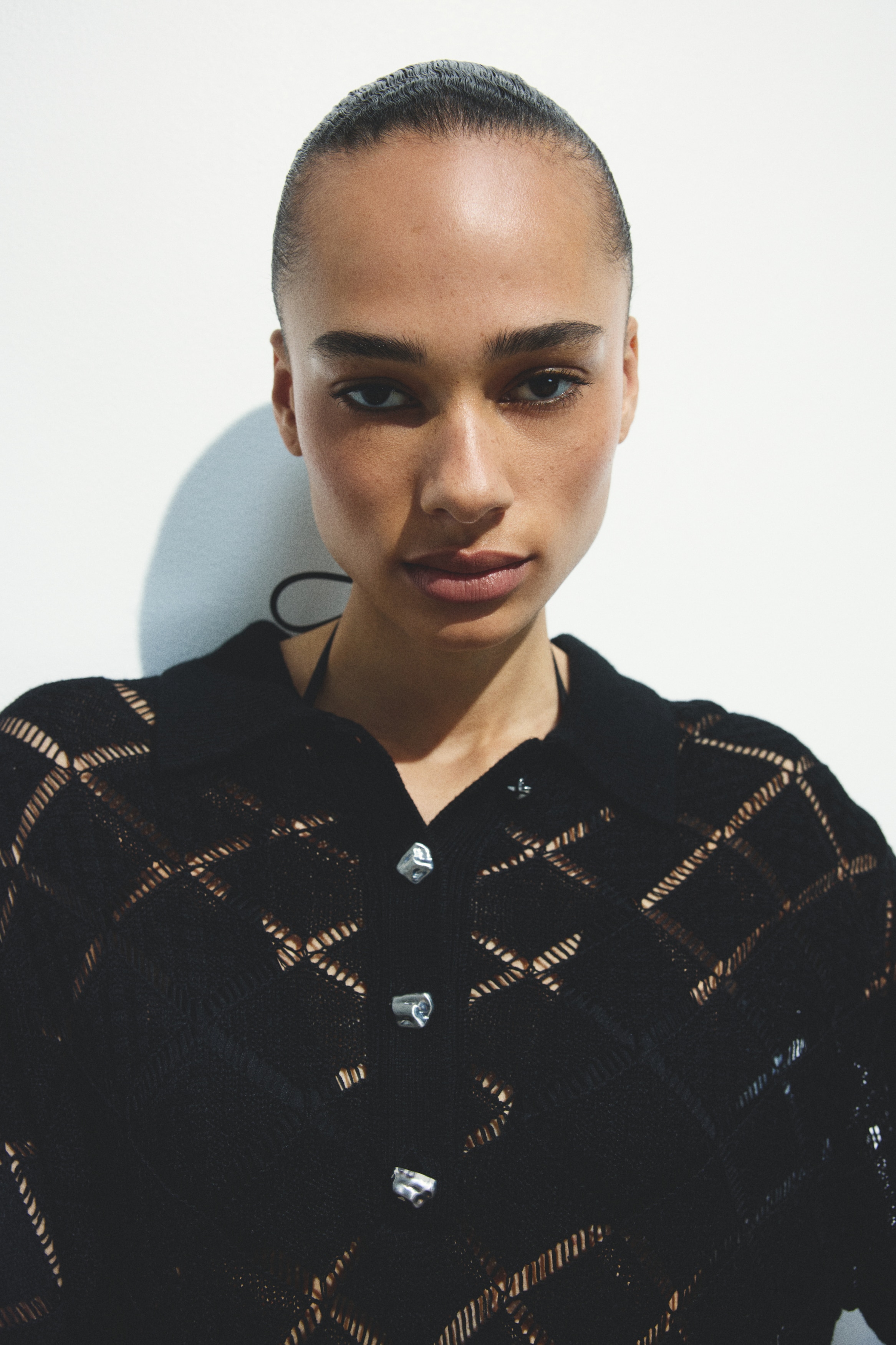 Poloshirt met gehaakte lookModel