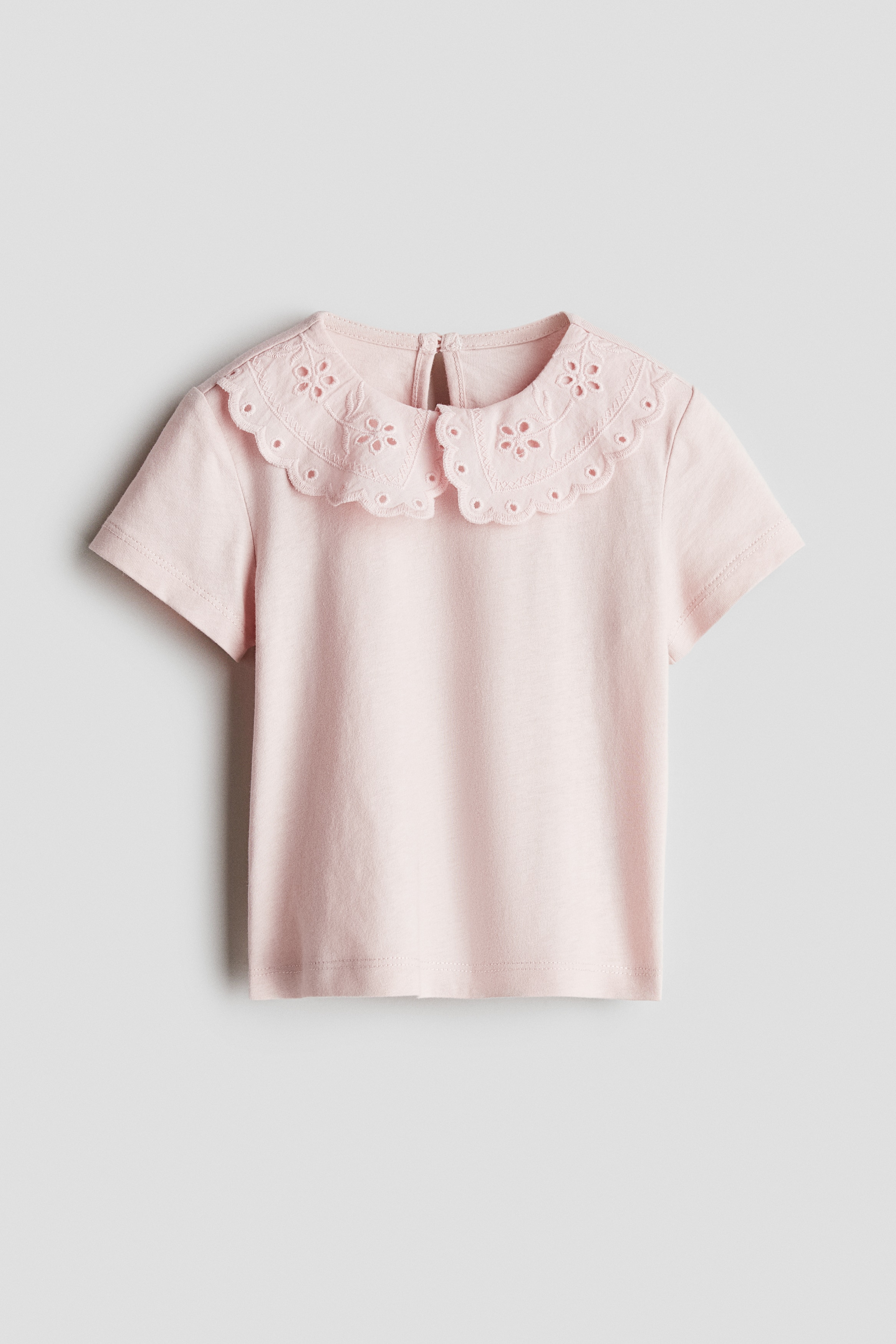 Yakası Nakış İşlemeli Üst - Açık pembe