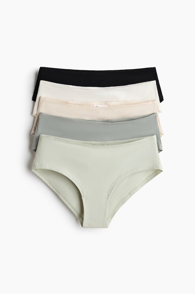 Pack de 5 bragas Hipster de algodón - Verde empolvado/Beige jaspeado/Verde empolvado/Floral beige/Negro - 1