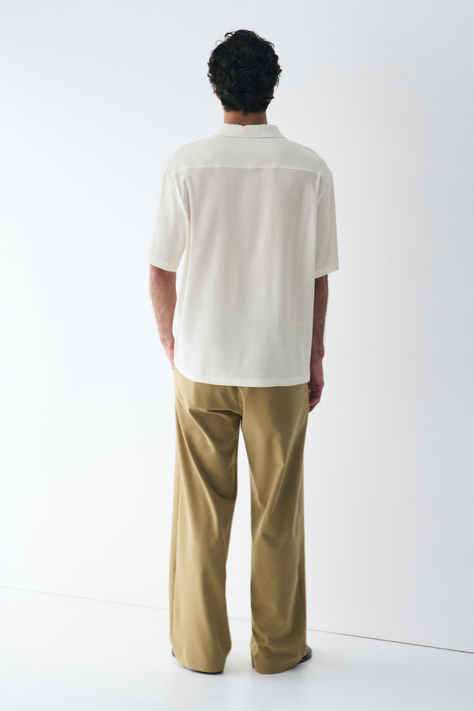 Easy Care Linen-blend Relaxed Fit shirt - Cream/Khaki green/Beige - 7