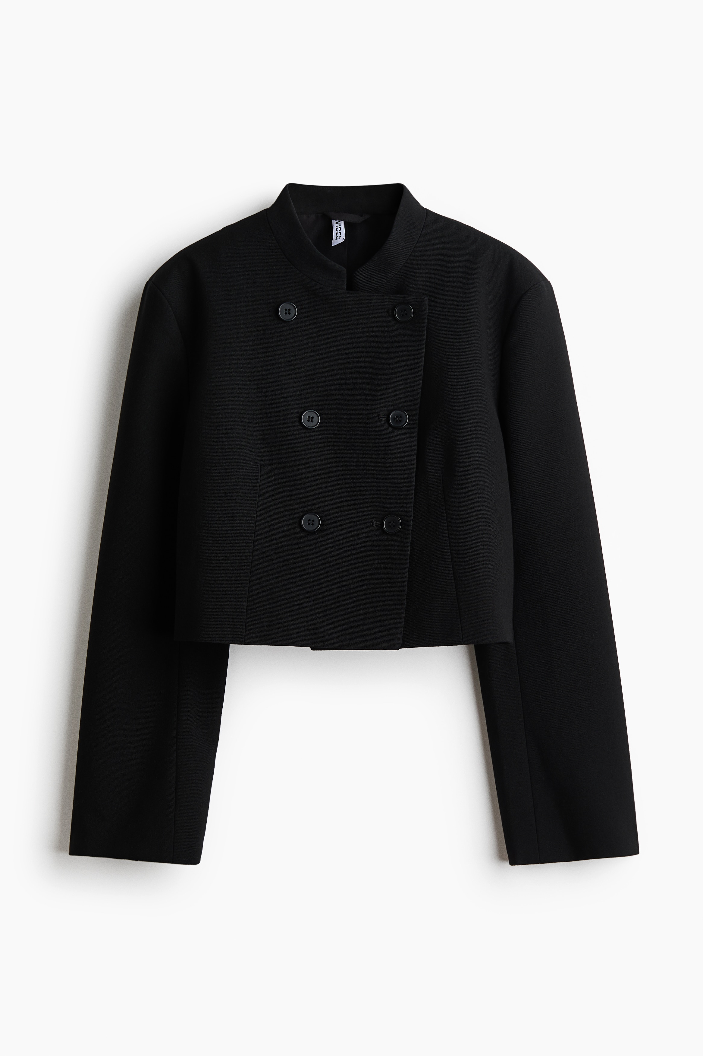 Cropped double-breasted blazer - Black