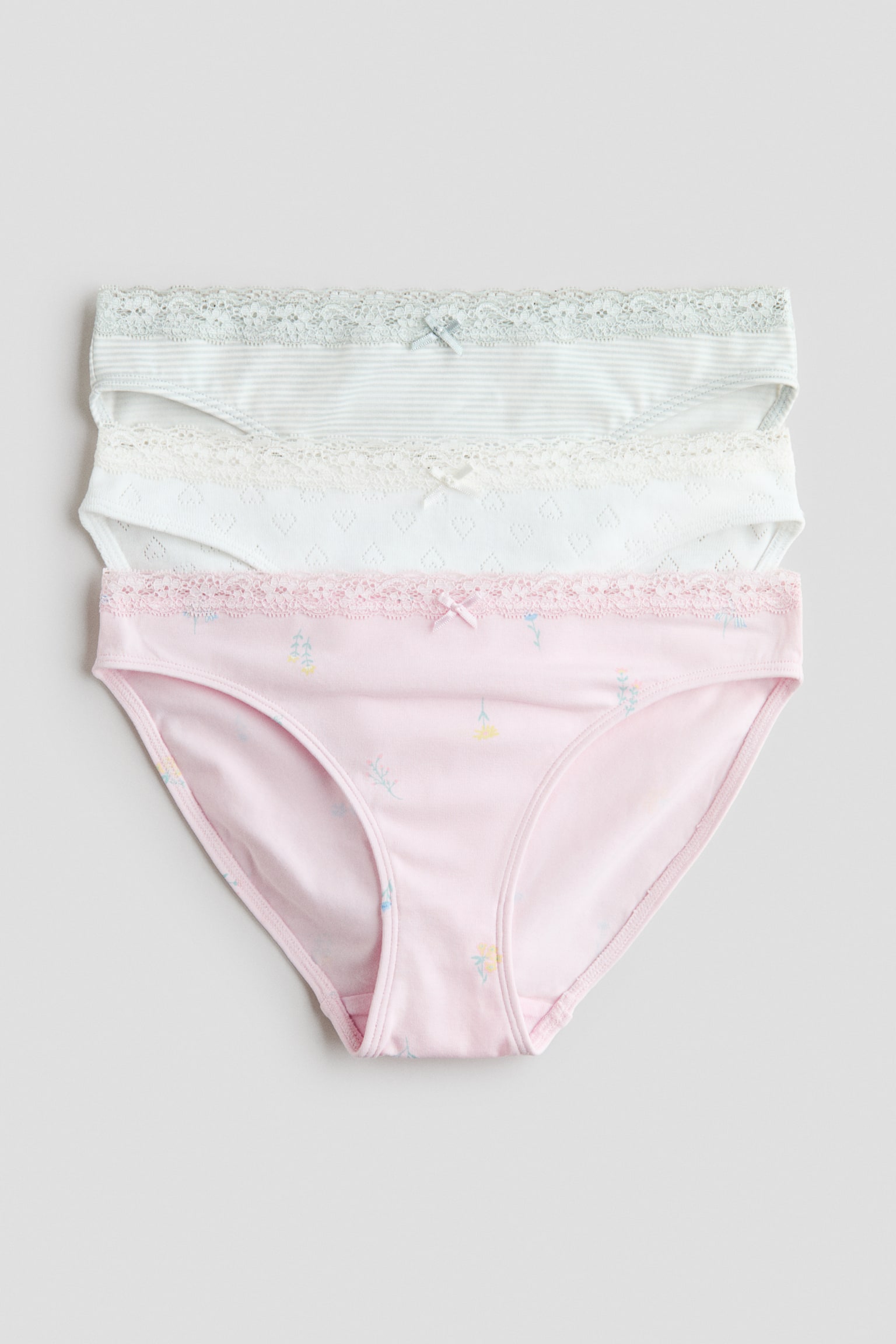 Lot de 3 culottes en coton - Rose clair/fleurs/Rose clair/fleuri