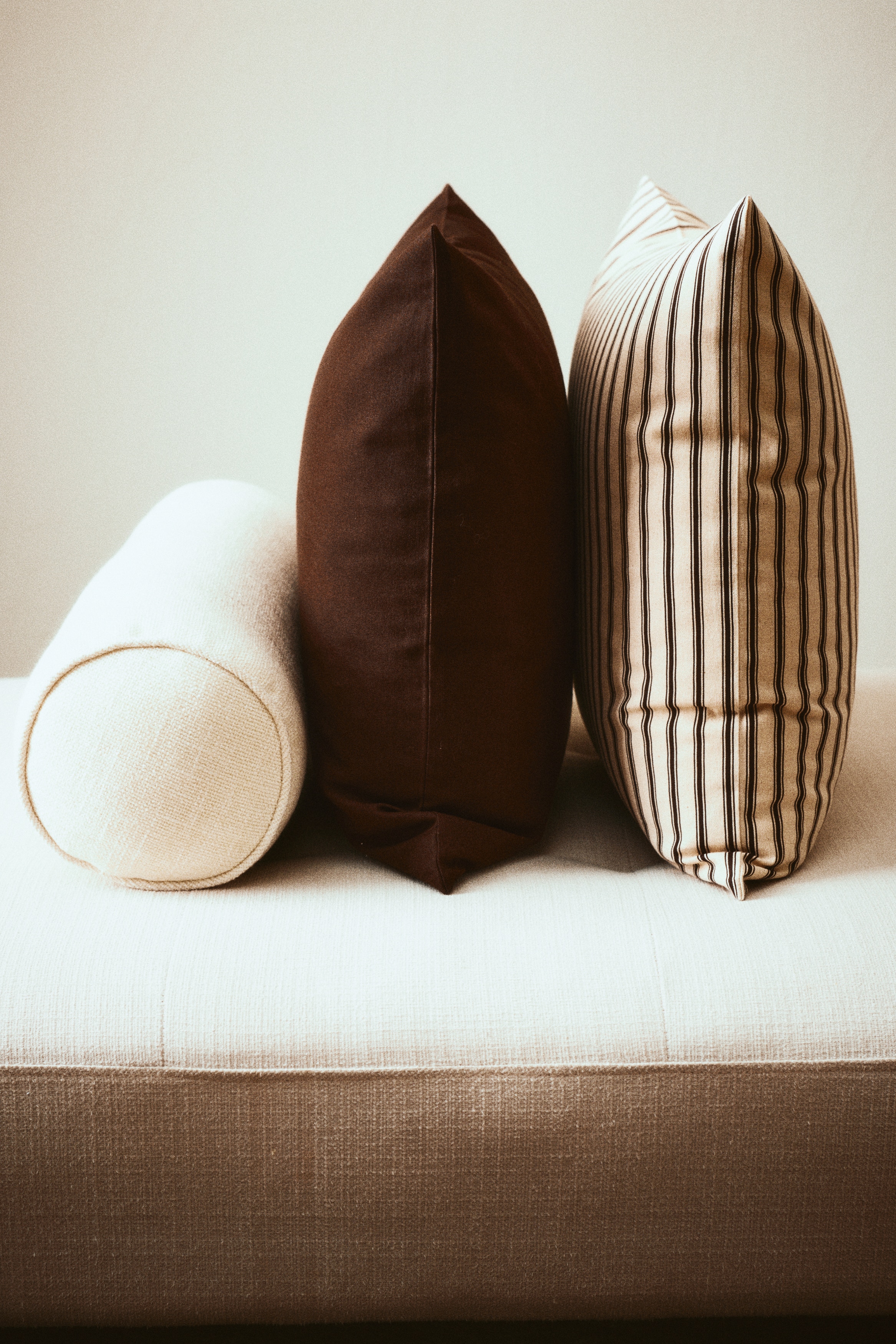 2-pack cotton cushion covers - Dark brown/Striped/Dark green/Striped/Red/Striped