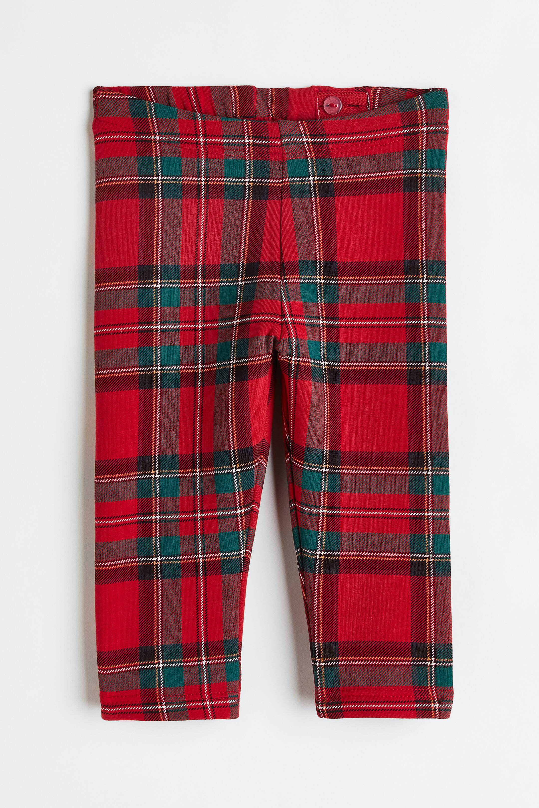 View larger image: Cotton leggings - Red/Checked - Kids | H&M GB 1