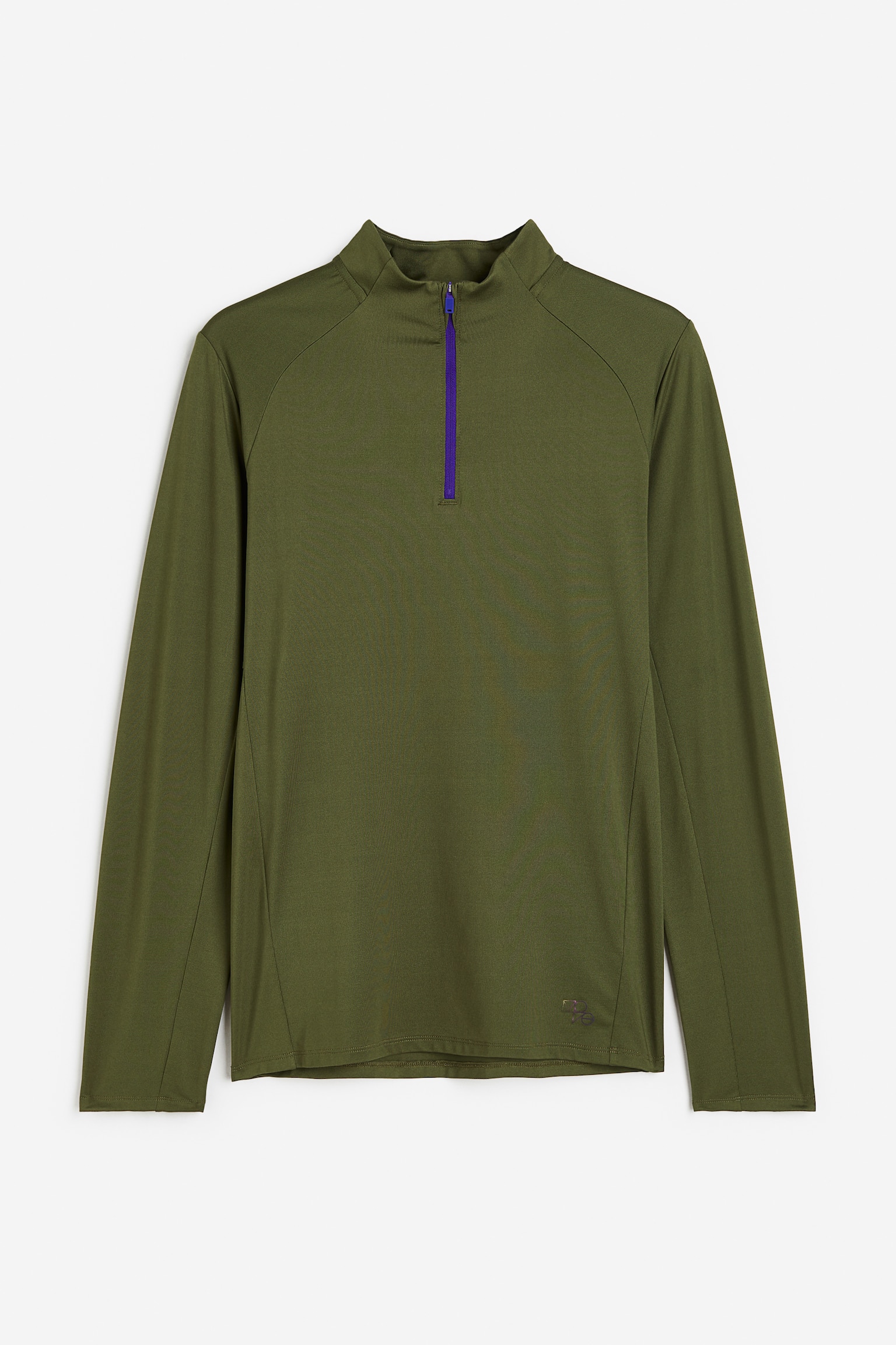 Regular Fit Zip-top sports top in DryMove™ - Dark khaki green/Black - 1