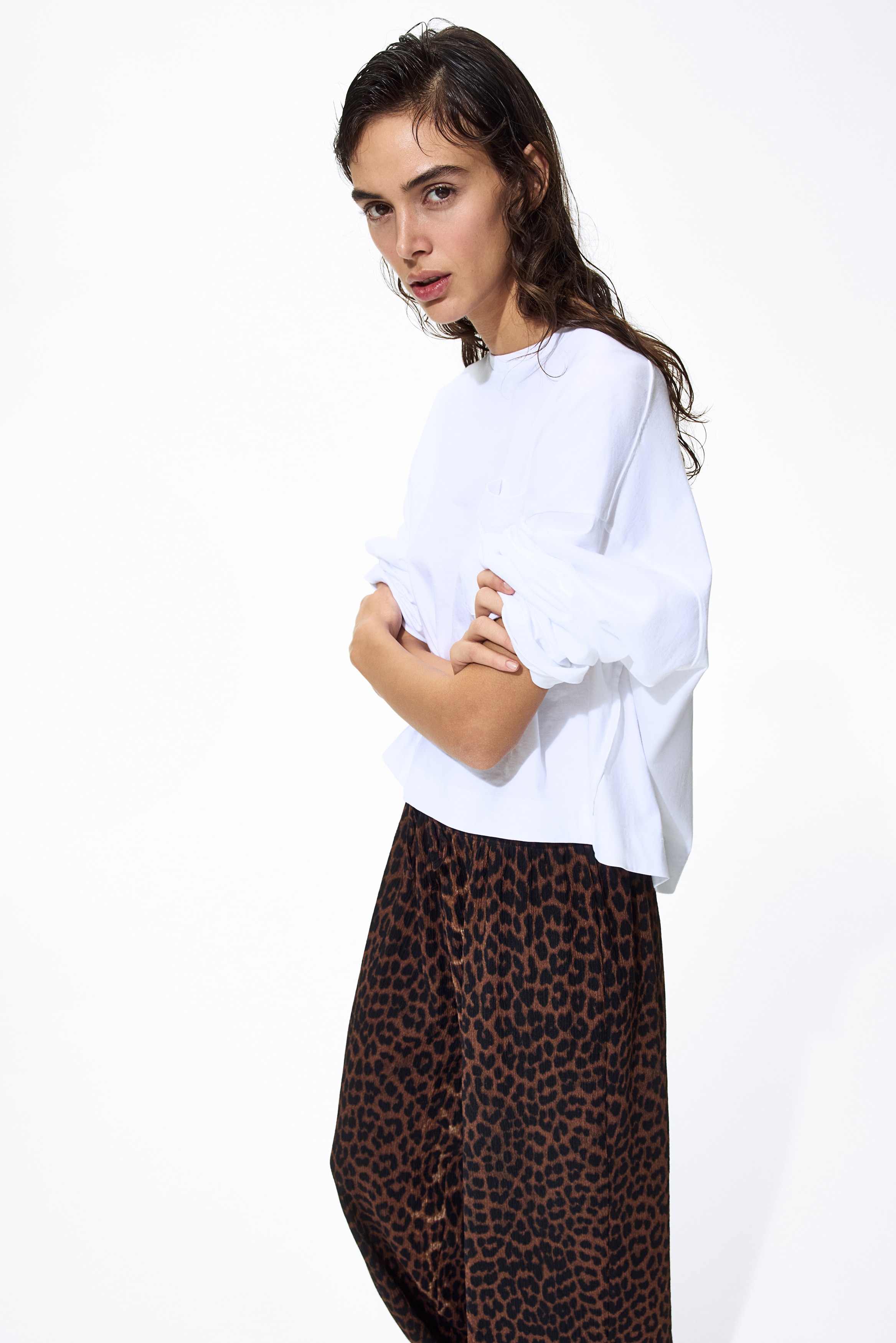 Weite Schlupfhose - Dunkelbraun/Leopardenmuster/Dunkelbraun/Schwarz/Cremefarben/Gestreift/Blau/Cremefarben gemustert