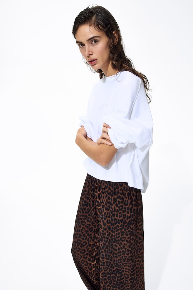 Wide pull-on trousers - Dark brown/Leopard print/Black/Dark khaki green/Dark brown/Dark rust red/Light beige/Striped/Beige/Black/Zebra print/Blue/Cream patterned - 2