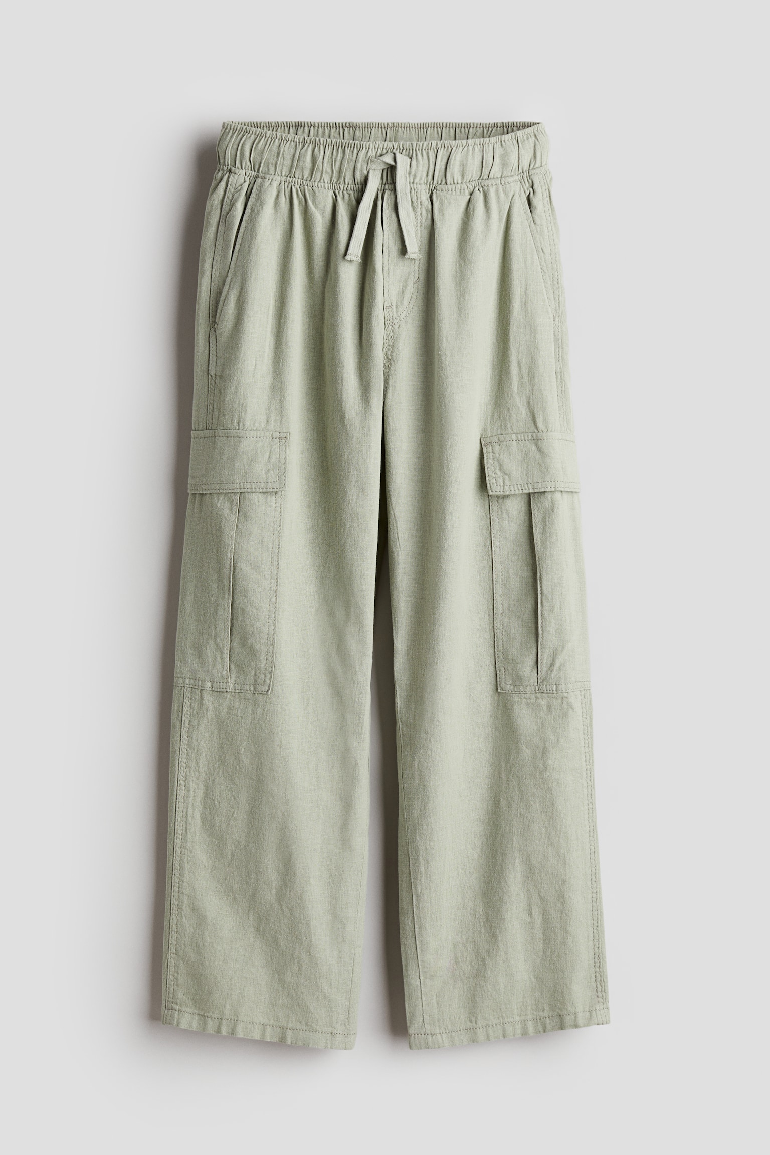 Linen Blend Cargo Joggers - Light khaki green/Light beige - 1