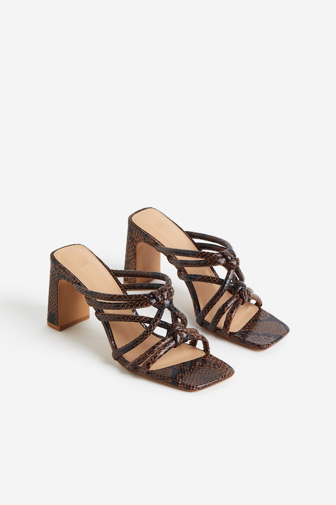 Square-toe mules - Brown/Snakeskin-patterned
/White - 4