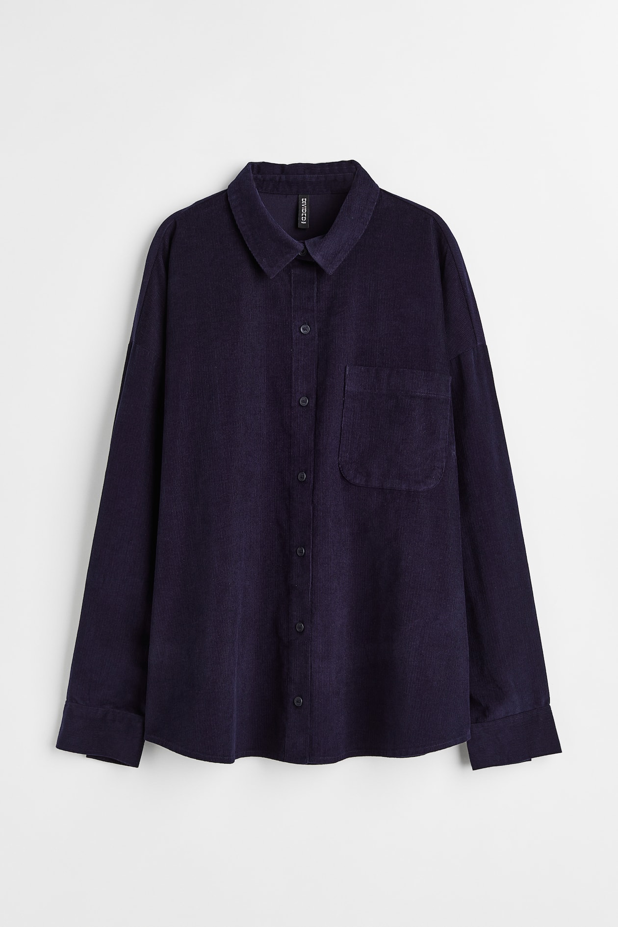 Oversized Corduroy Shirt - Long sleeve - Regular length - Navy blue ...