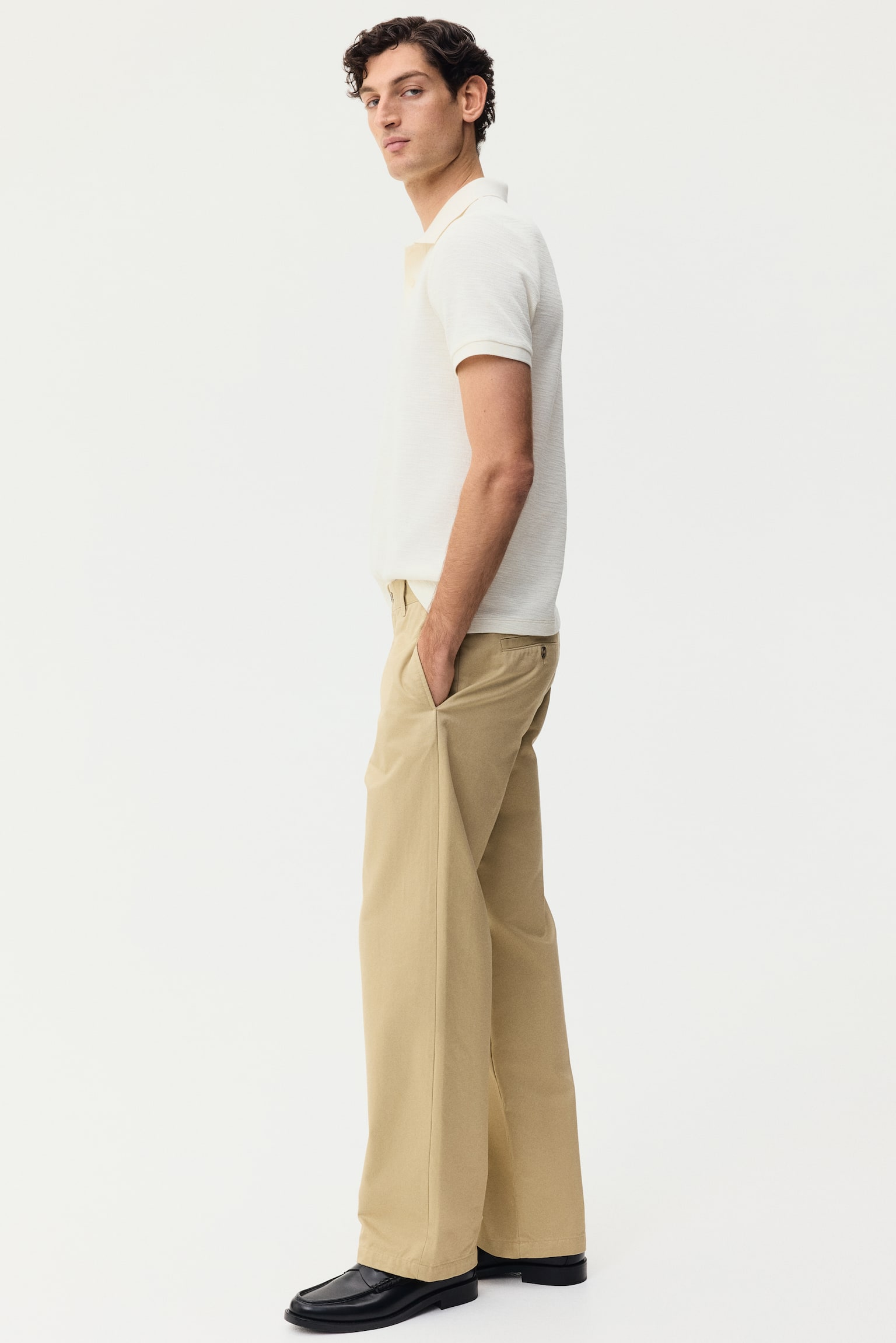 חולצת פולו מסריג ז'קארד Slim Fit - קרם - 4