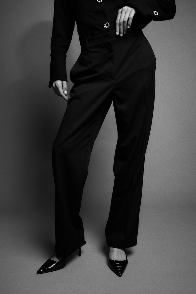 Pantalon de tailleur en twill - Noir/Beige - 3