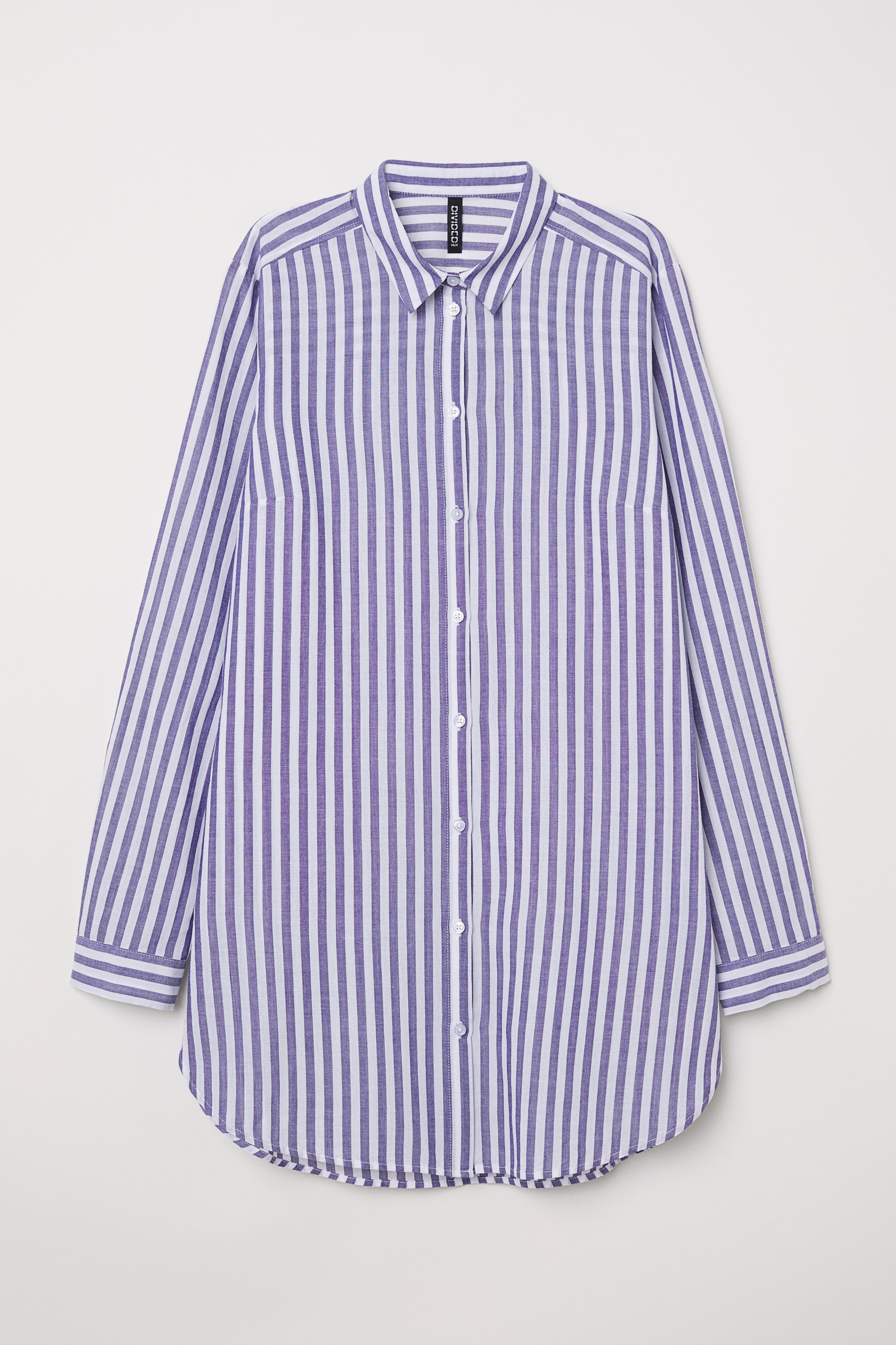 Long Shirt Blue white striped Ladies H M CA