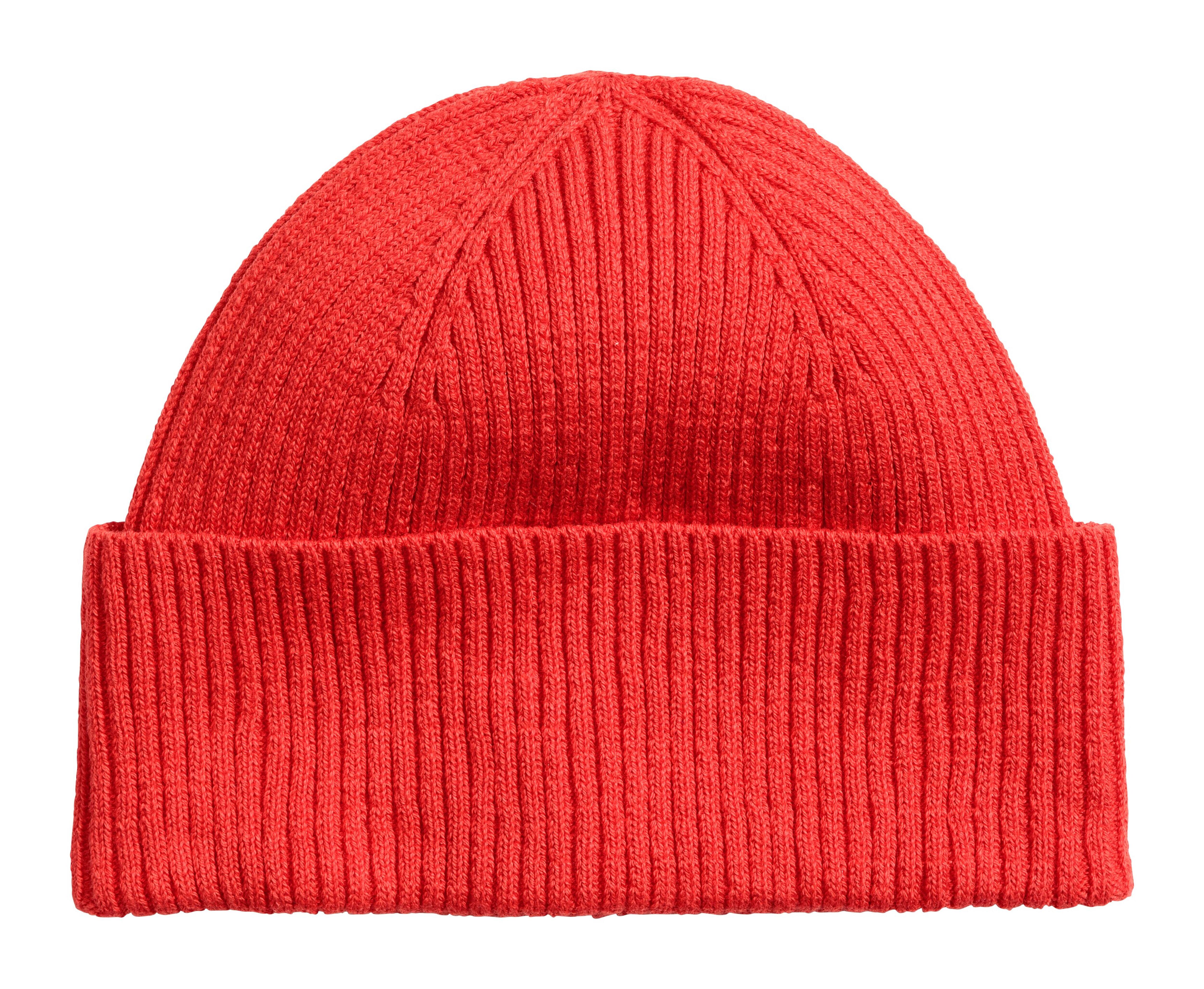 Rib store knit beanie hat RED