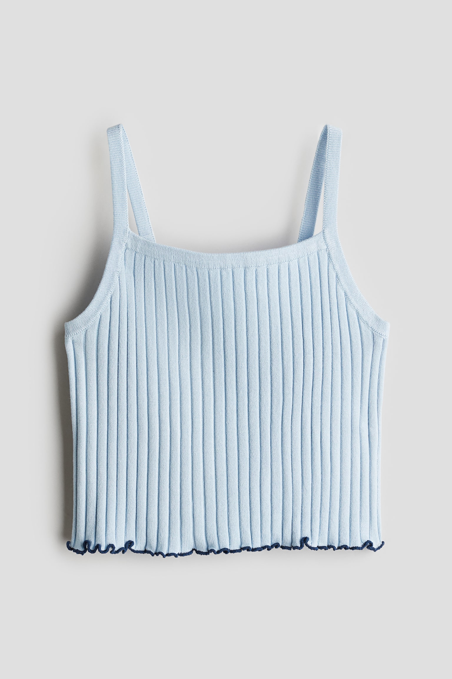 Rib-knit strappy top - Light blue/Light rust red/White/Navy blue striped - 1