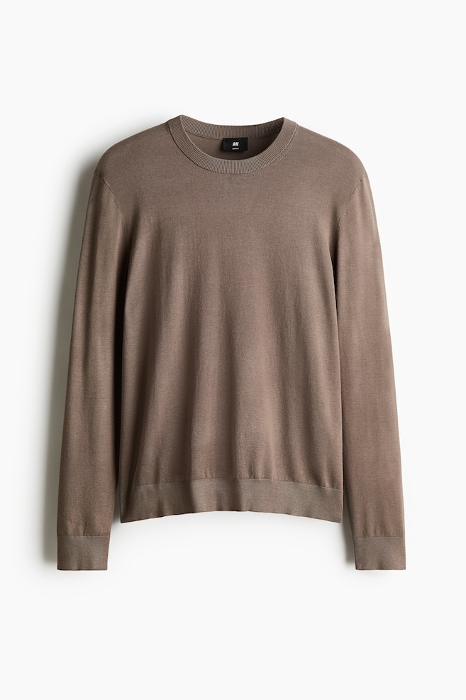 Slim Fit Fine-Knit Sweater - Dark beige/Dark gray/Taupe/Beige - 1