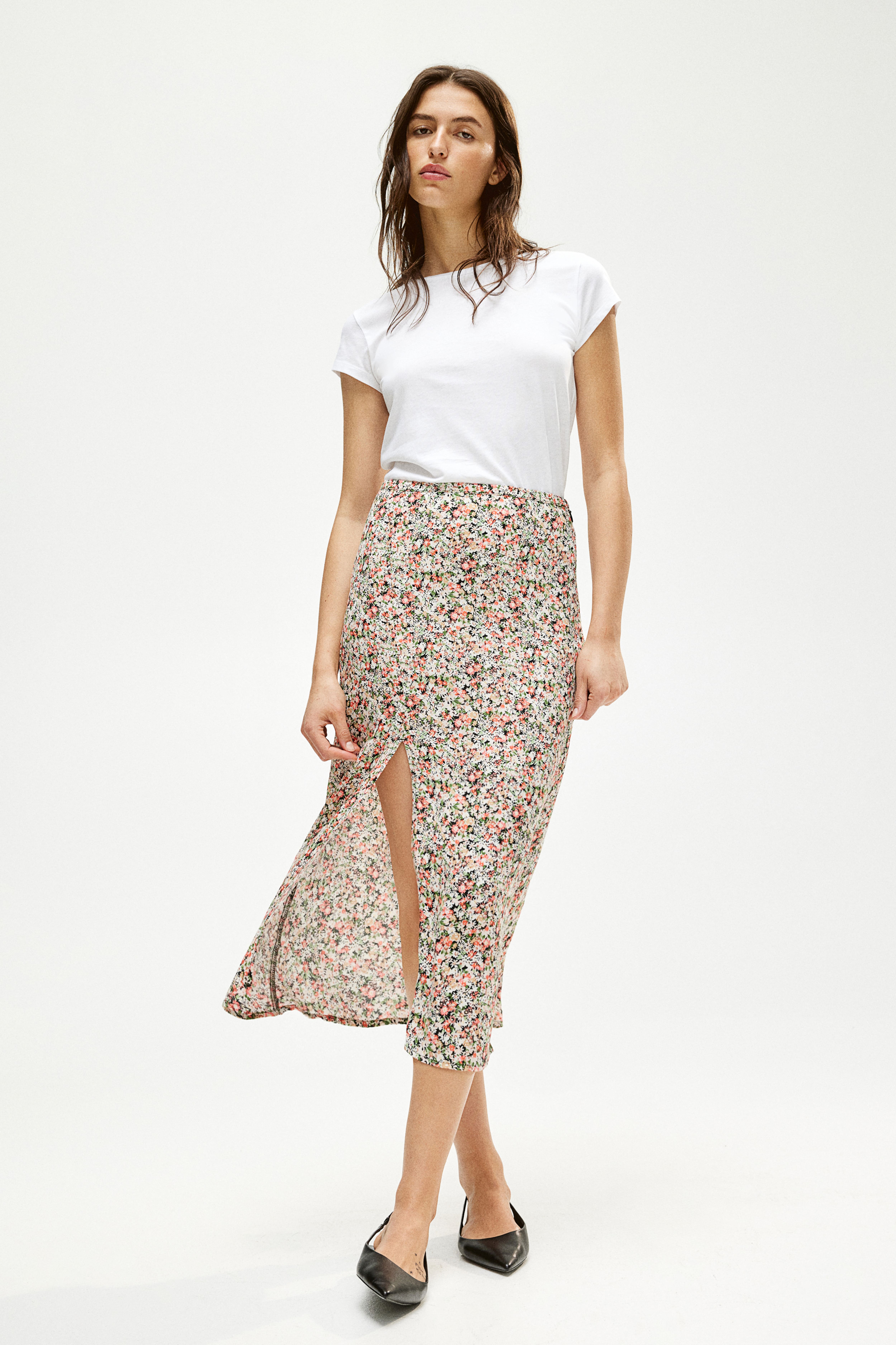 Pink midi skirt h&m best sale