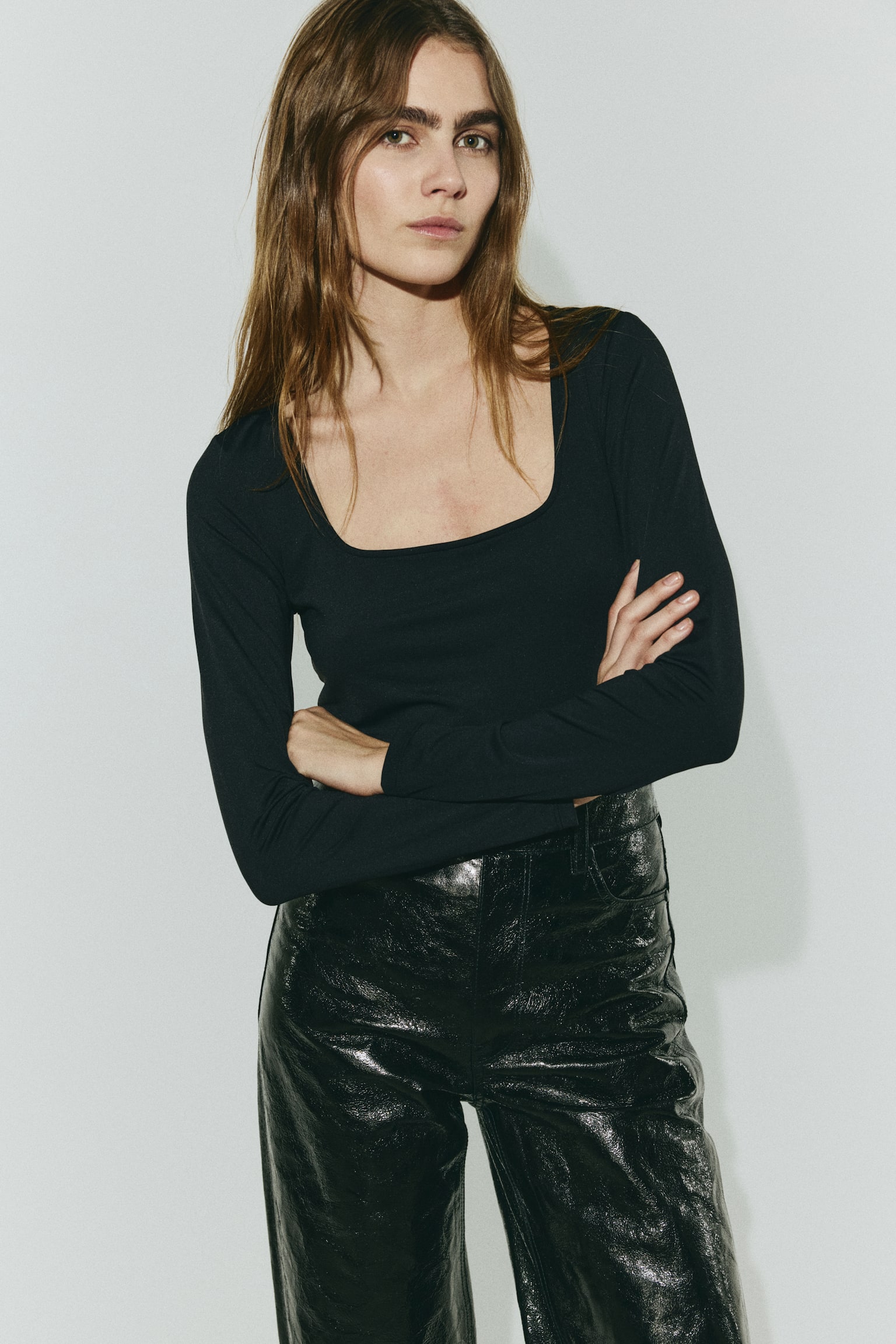 Long-sleeved thong body - Black/Plum purple/Grey/Dusty pink - 4