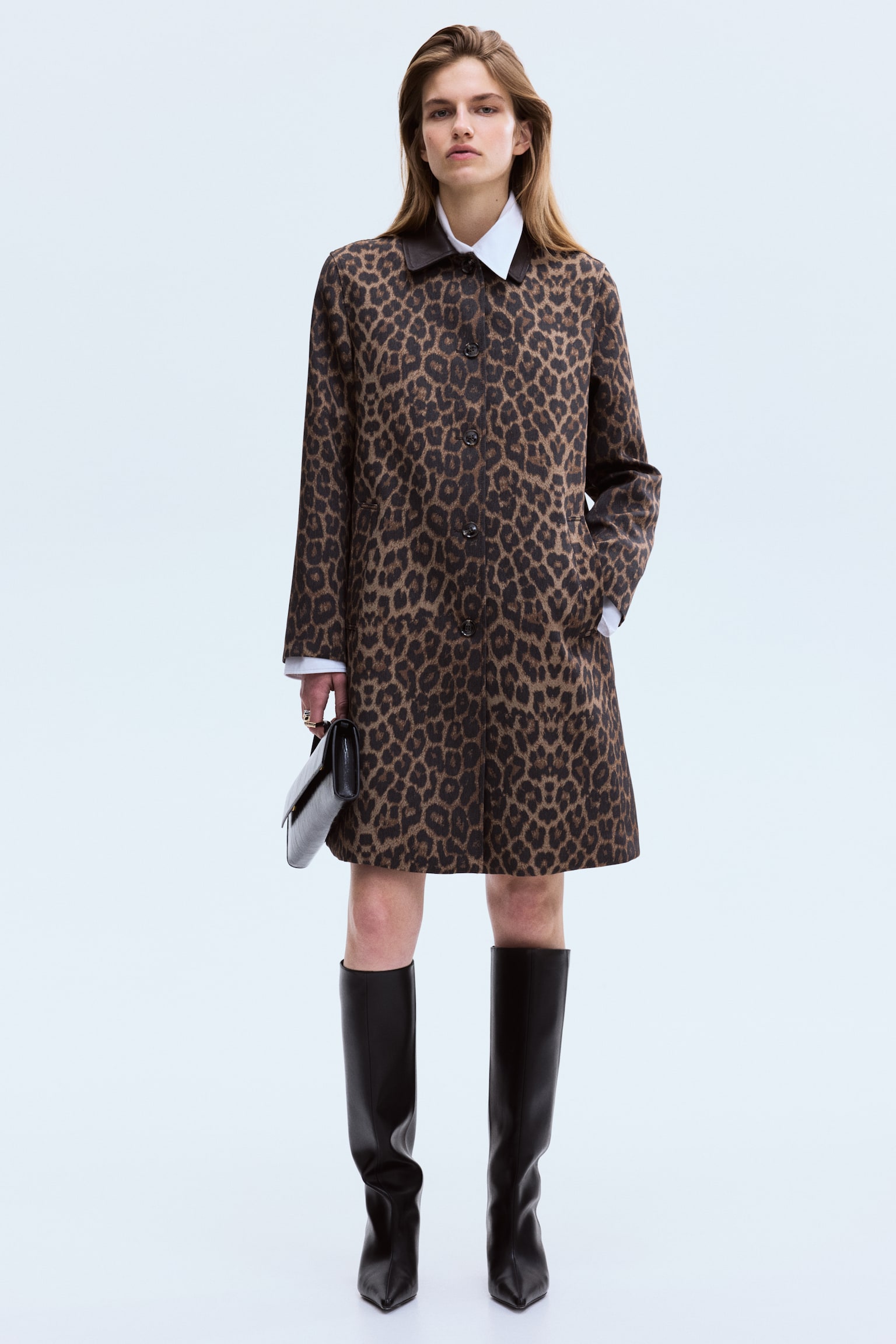 Twill car coat - Brown/Leopard print - 3