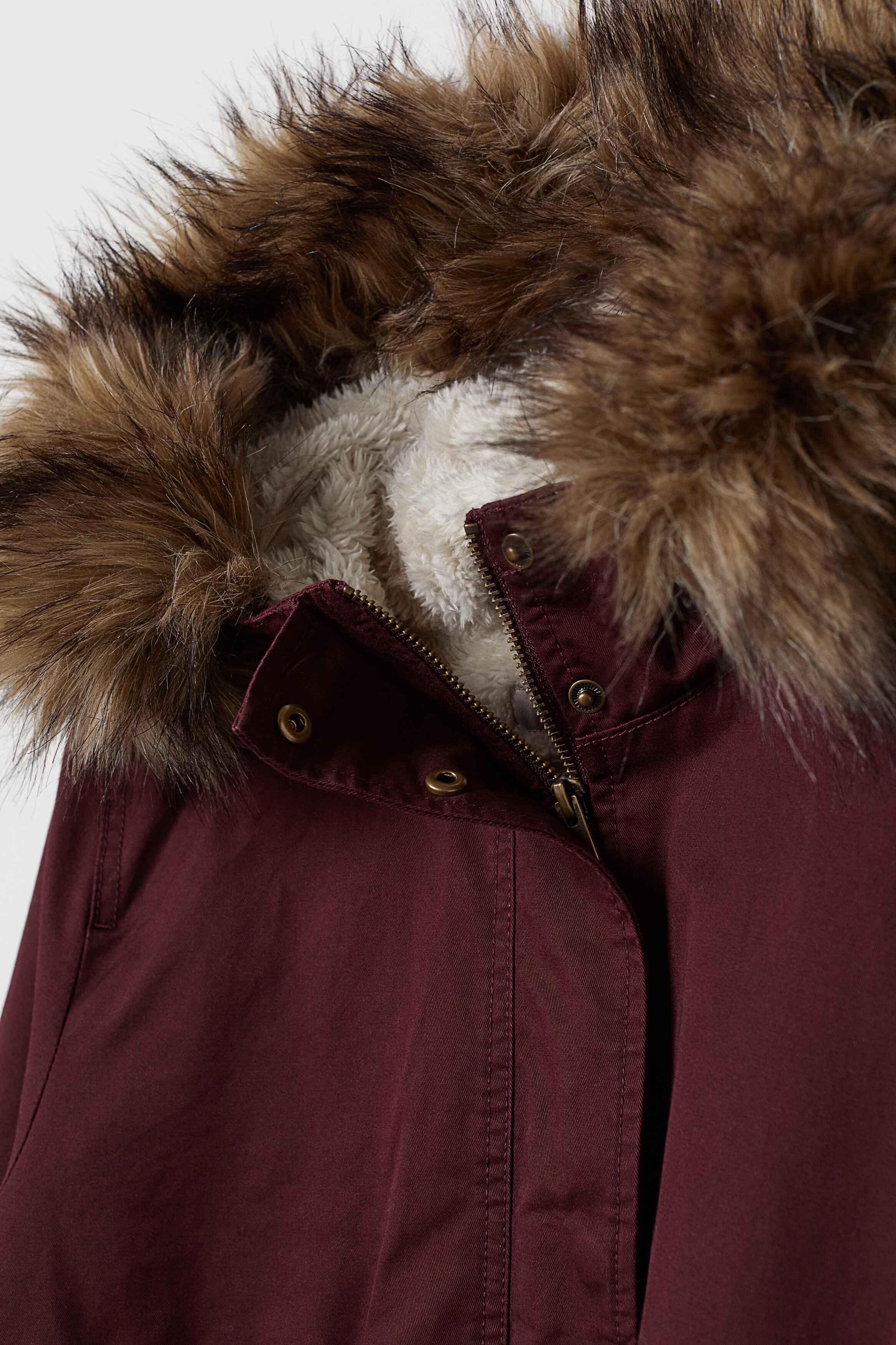 H&M+ Pile-lined parka Khaki green Ladies H&M IE