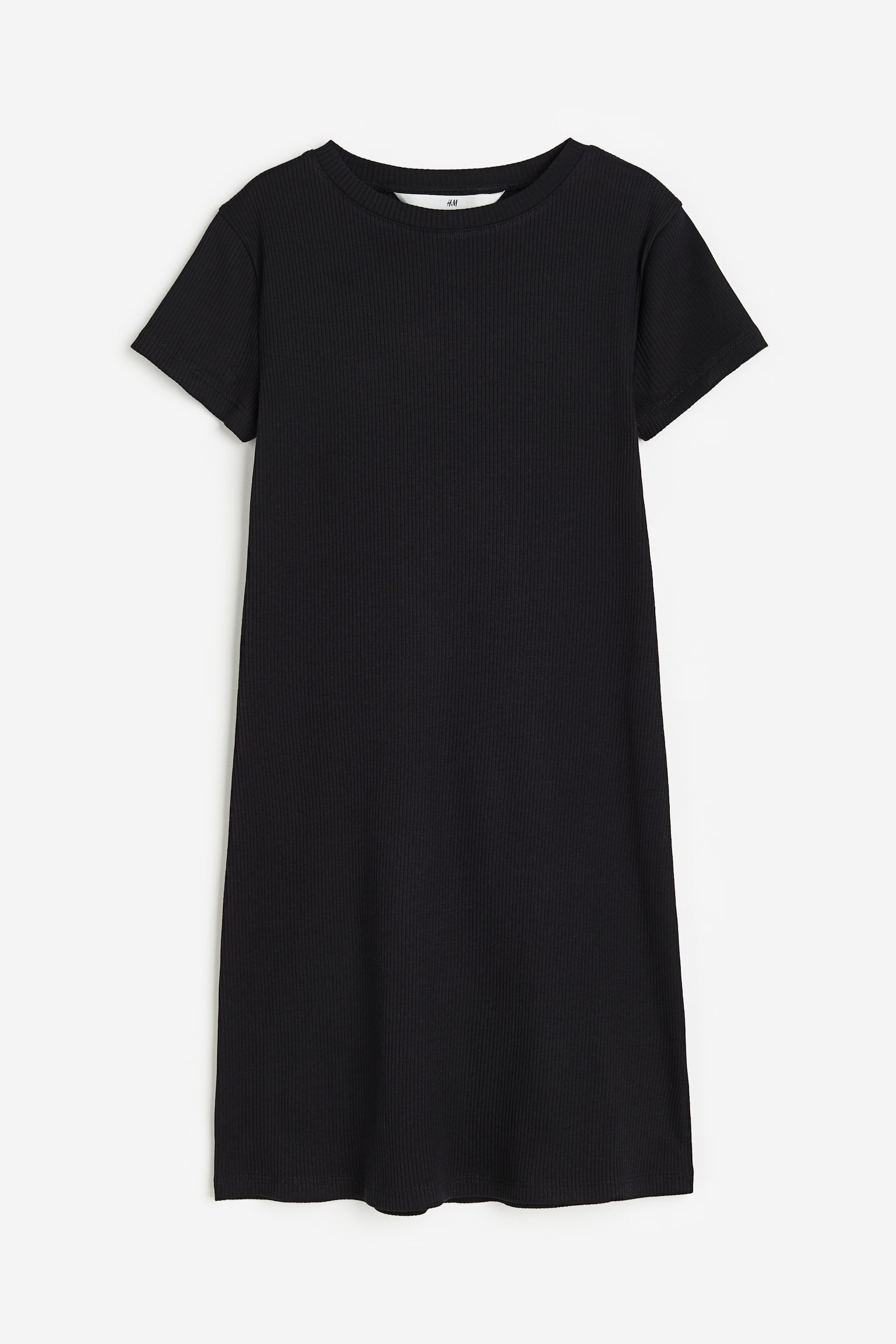 Ribbed T-shirt dress - Black - 1