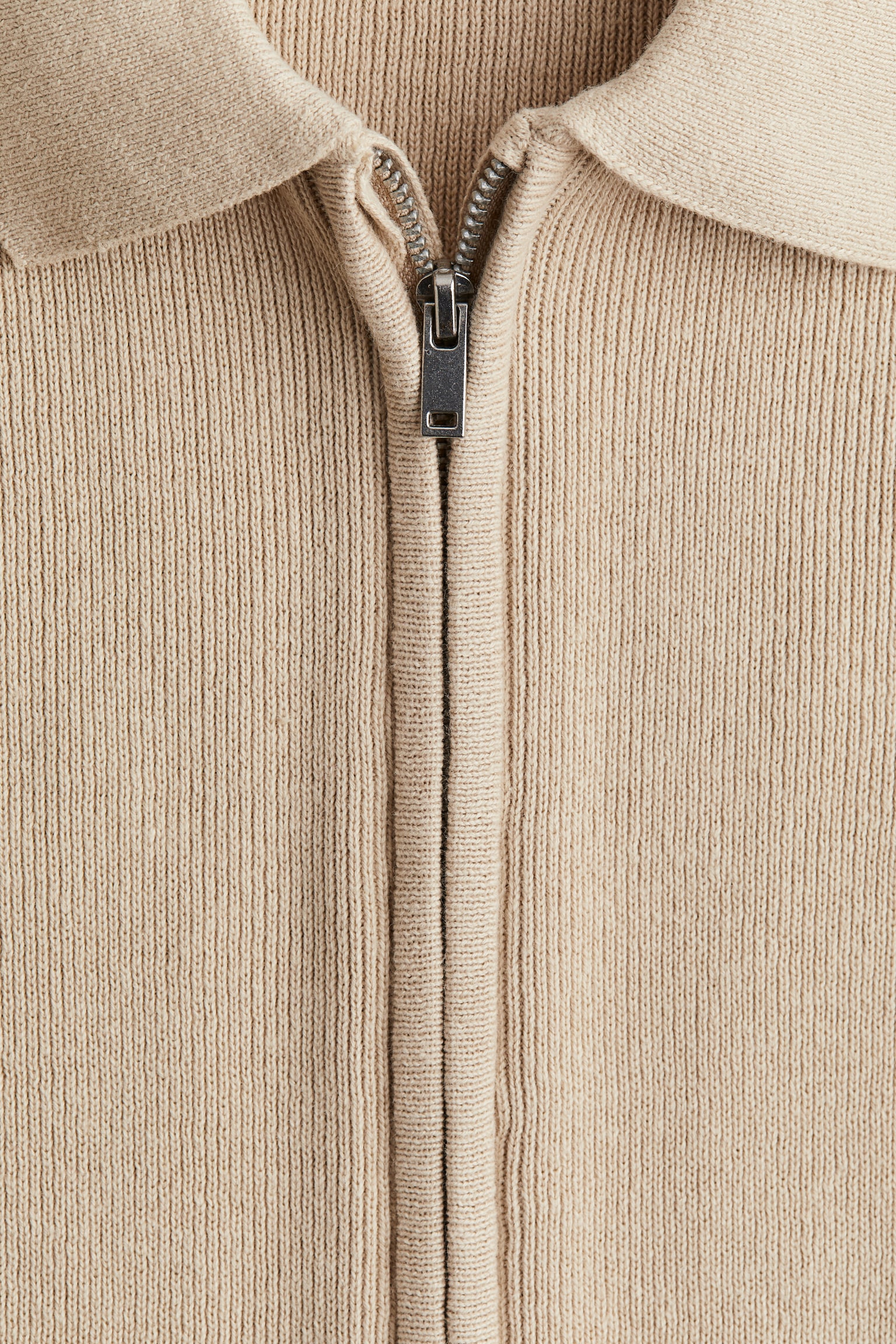 Rib-knit zip-through cardigan - Beige - 2